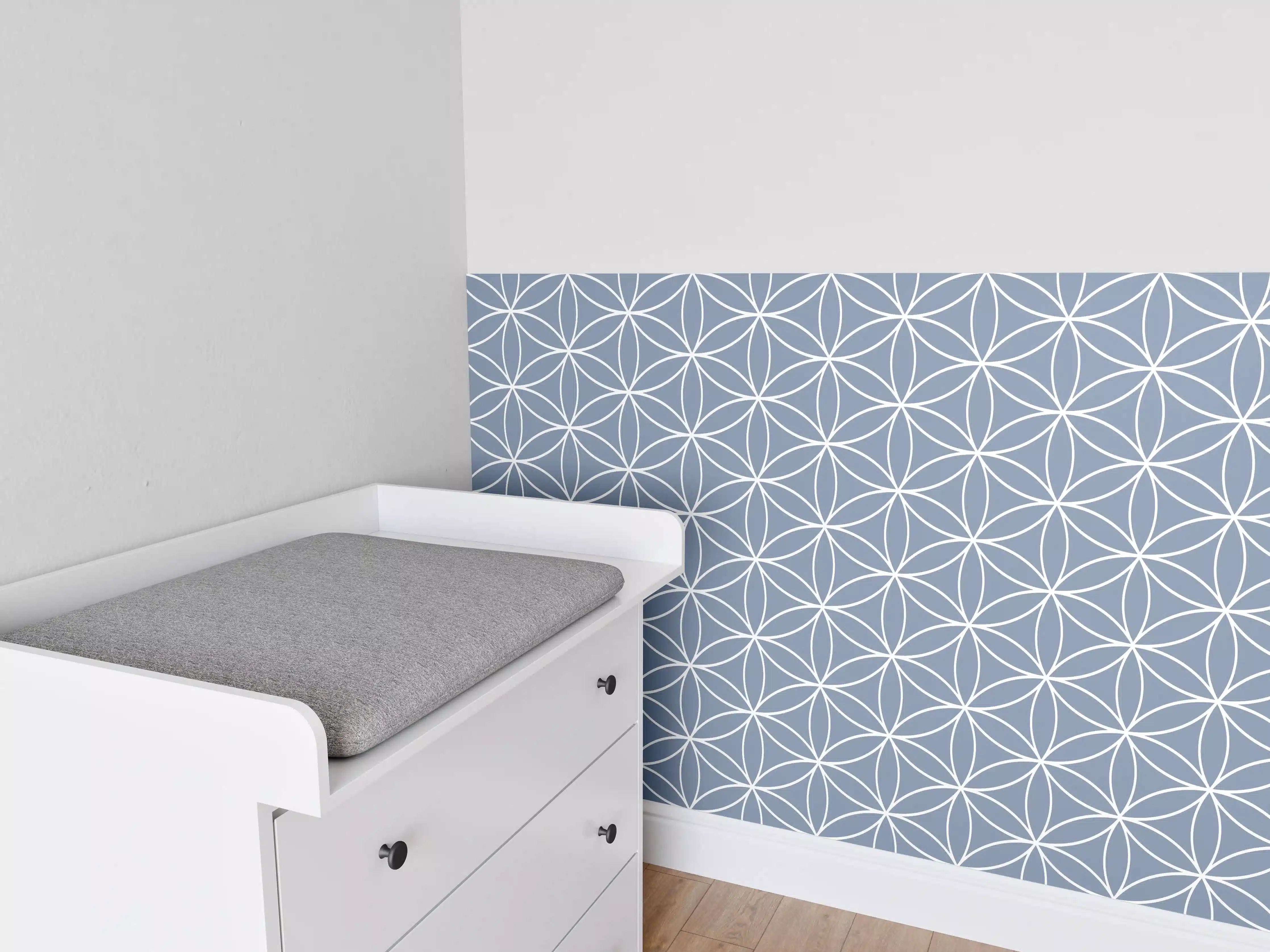 Babyzimmer Wandgestaltung - Luxus-Blau-Grau-Muster