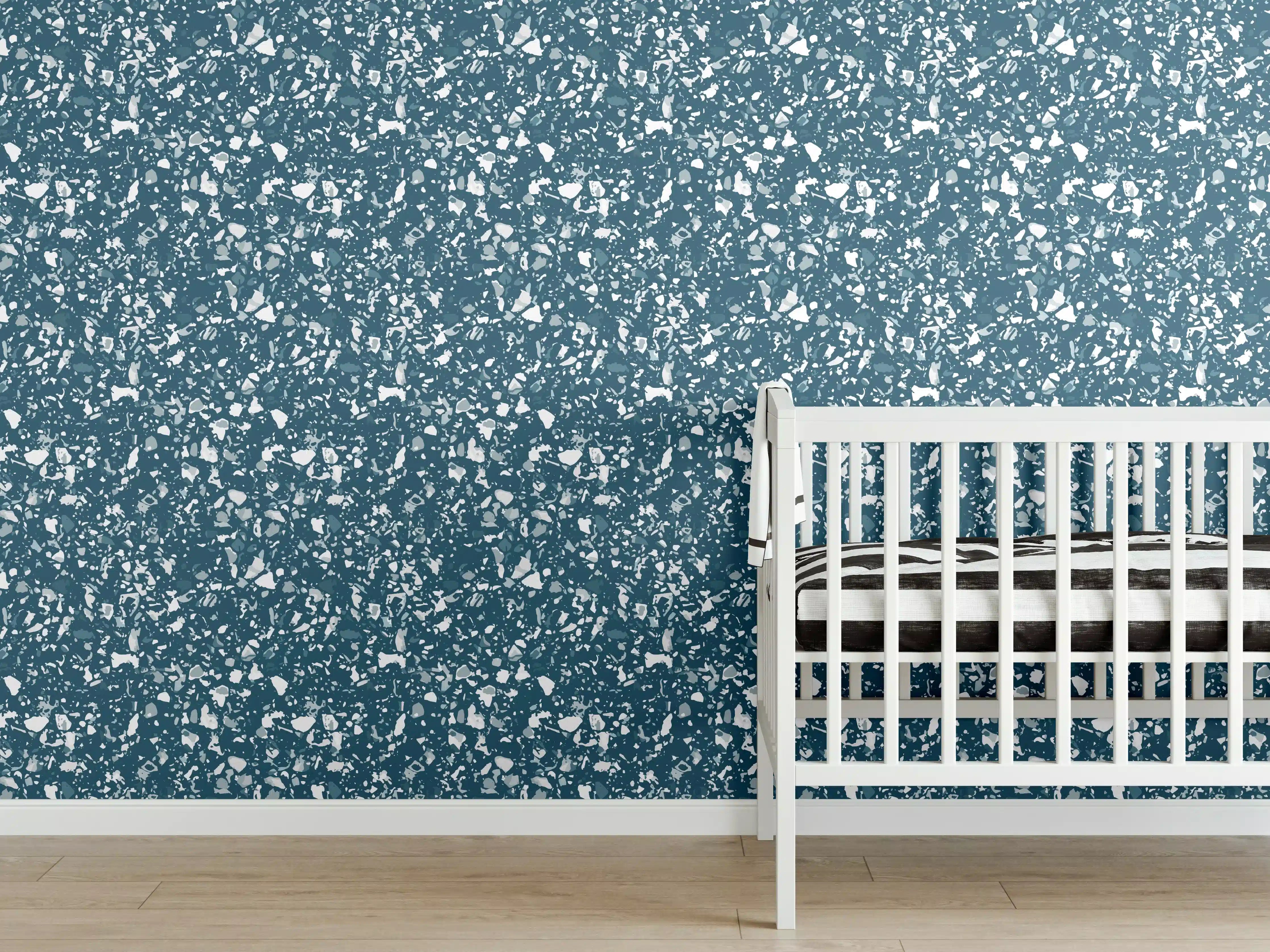 Babyzimmer Wandgestaltung - Luxus-Blau-Petrol-Marmor-Textur