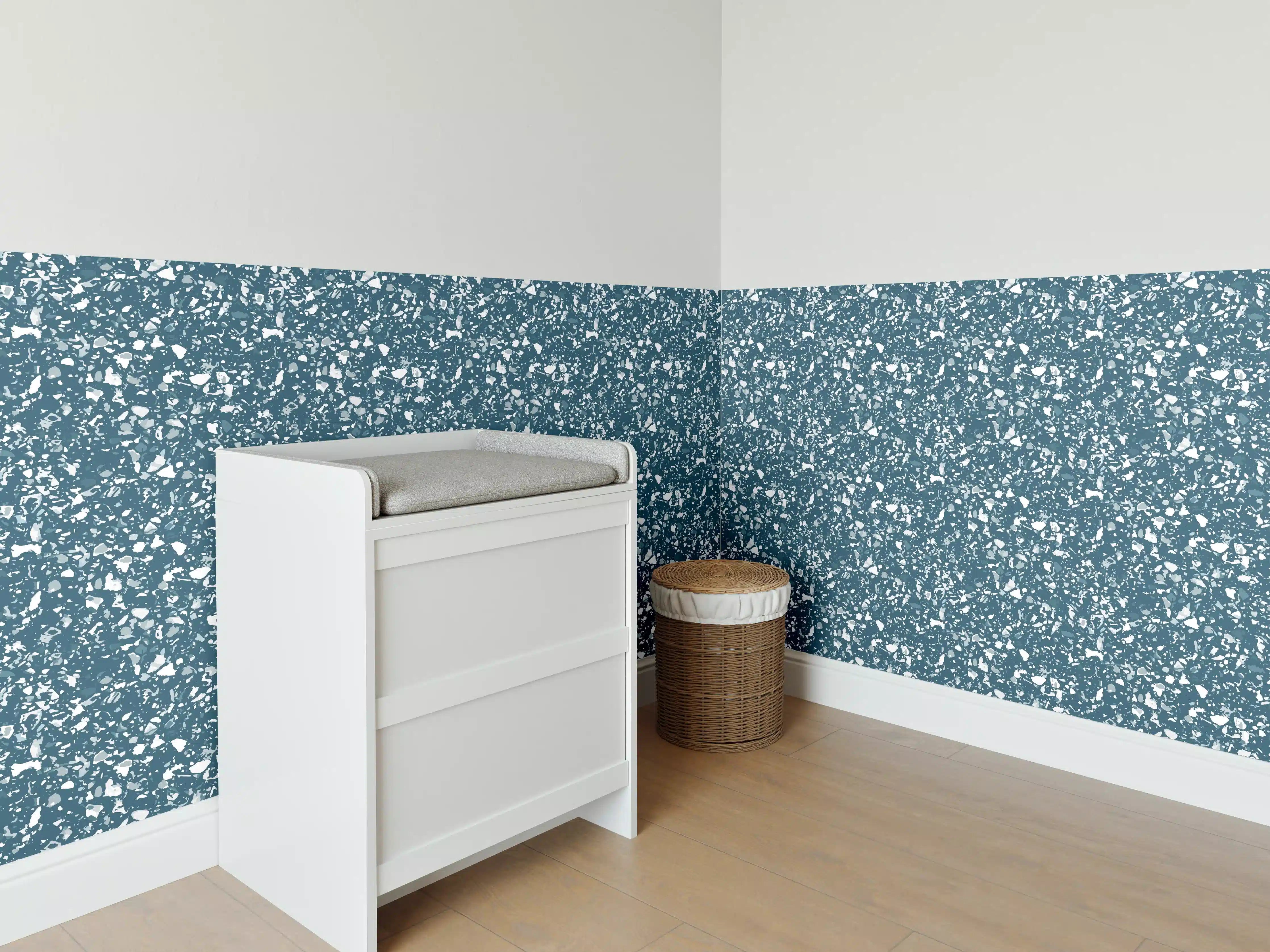 Babyzimmer Wandgestaltung - Luxus-Blau-Petrol-Marmor-Textur