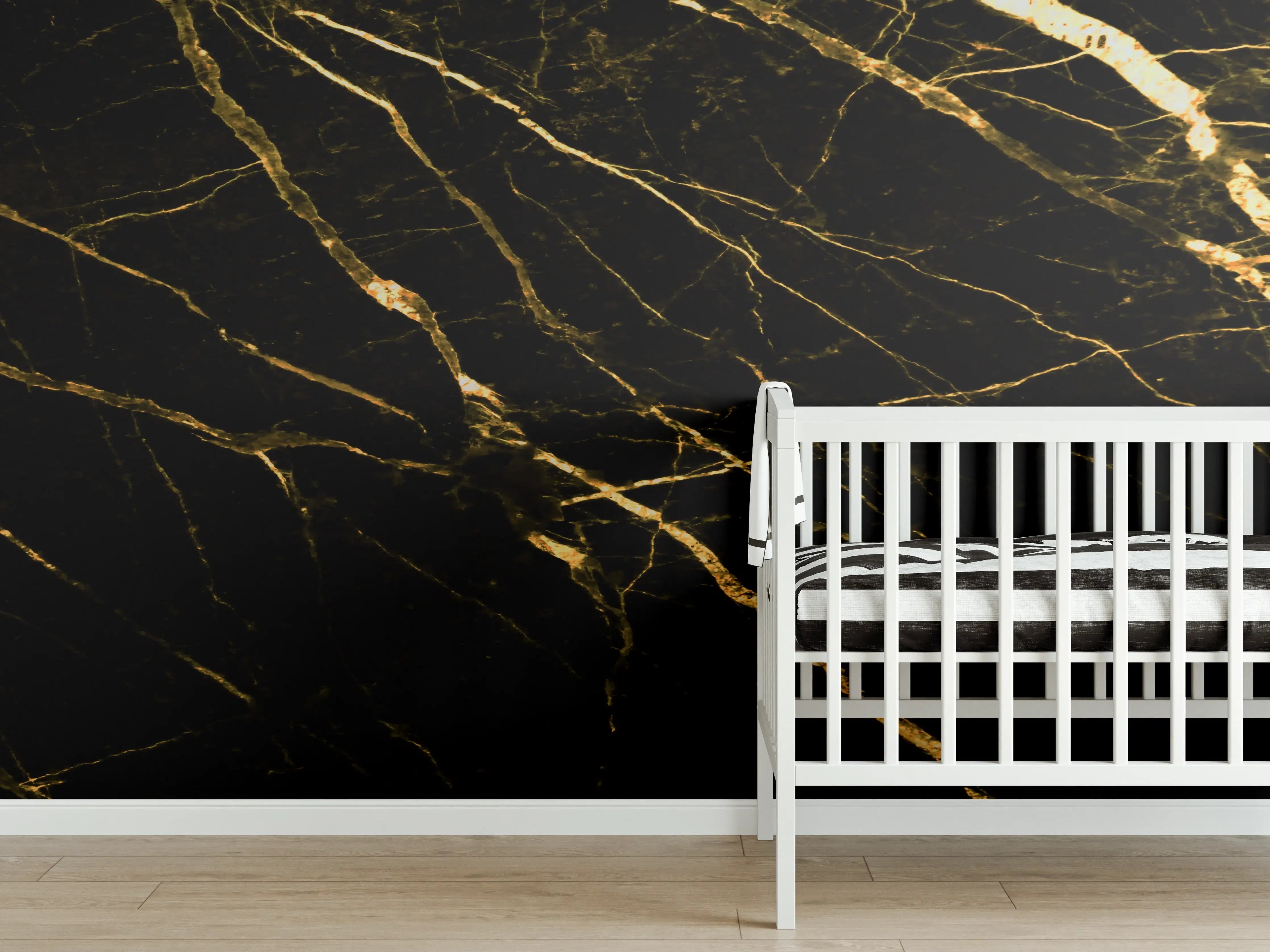 Babyzimmer Wandgestaltung - Luxus Goldmarmortextur 