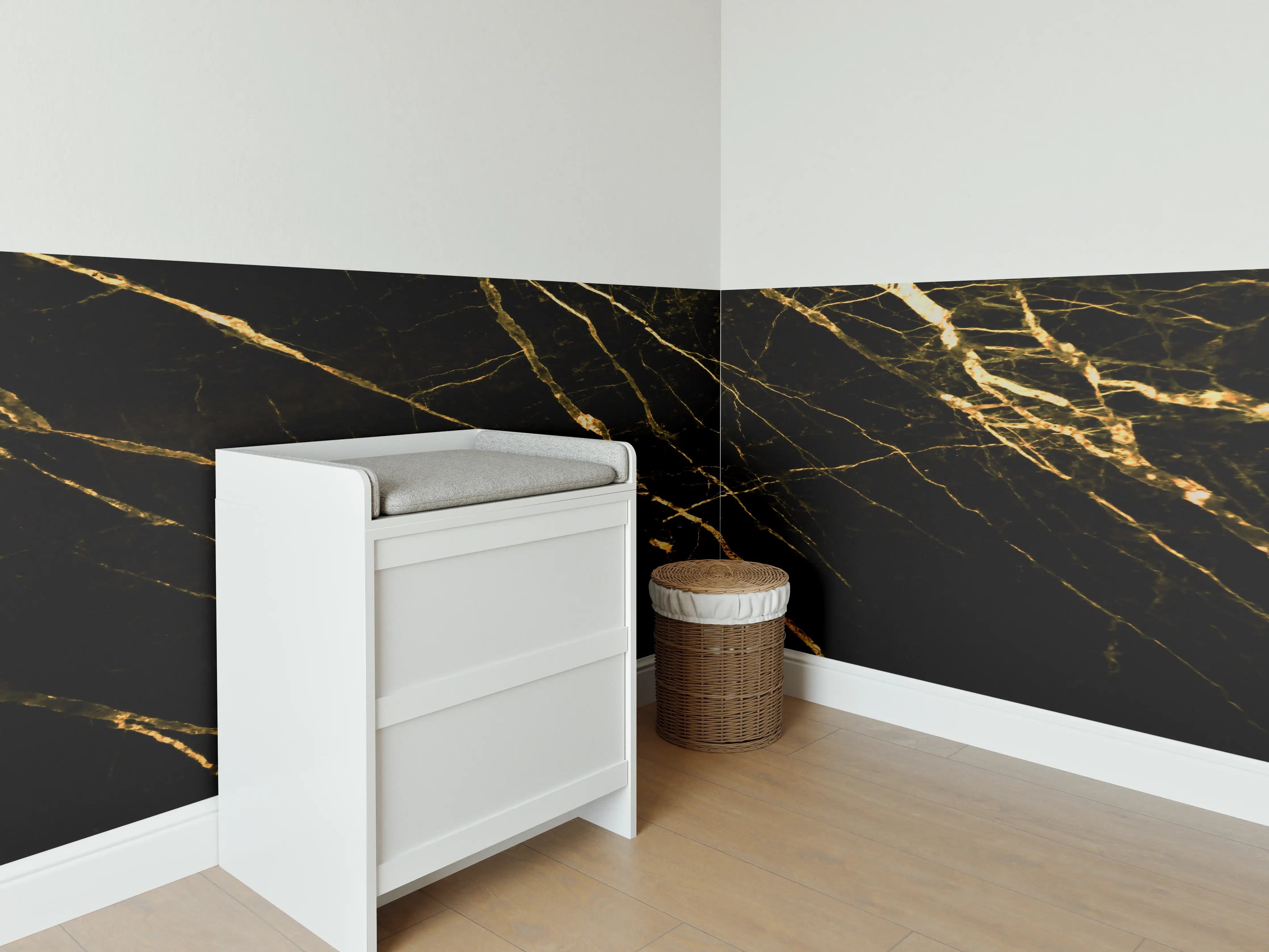 Babyzimmer Wandgestaltung - Luxus Goldmarmortextur 