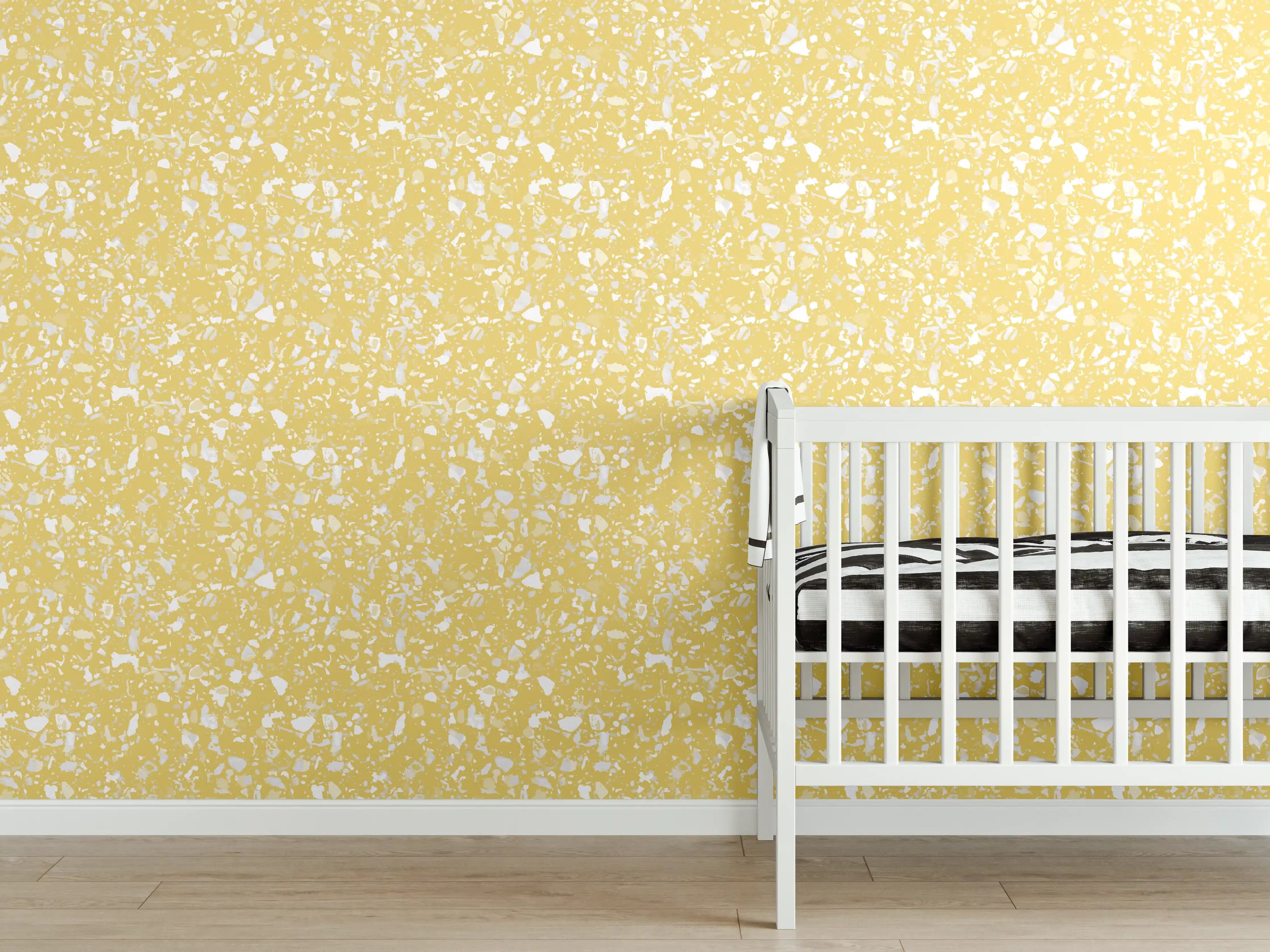 Babyzimmer Wandgestaltung - Luxus-Graue Marmortextur mit Goldakzenten