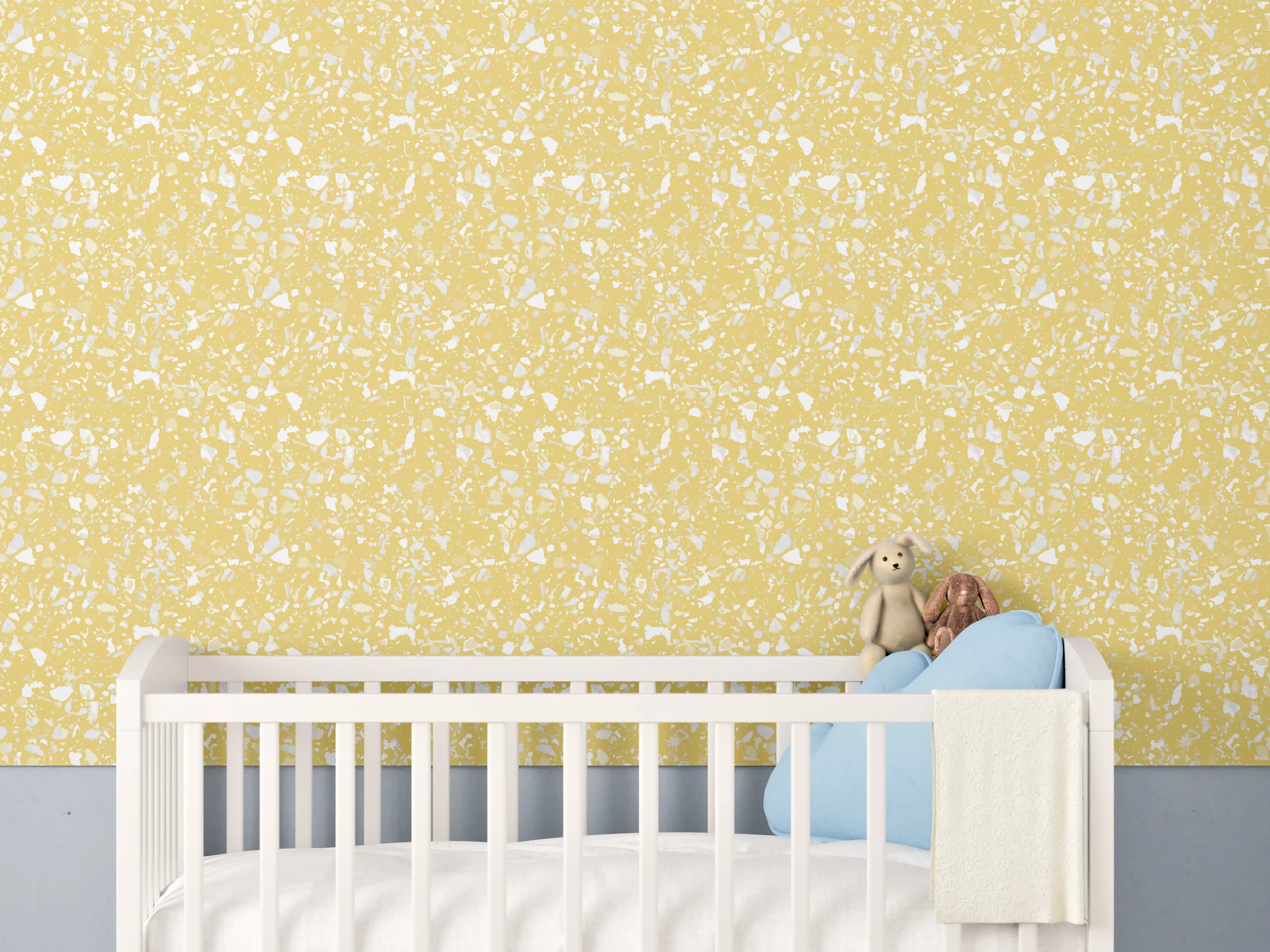 Babyzimmer Wandgestaltung - Luxus-Graue Marmortextur mit Goldakzenten