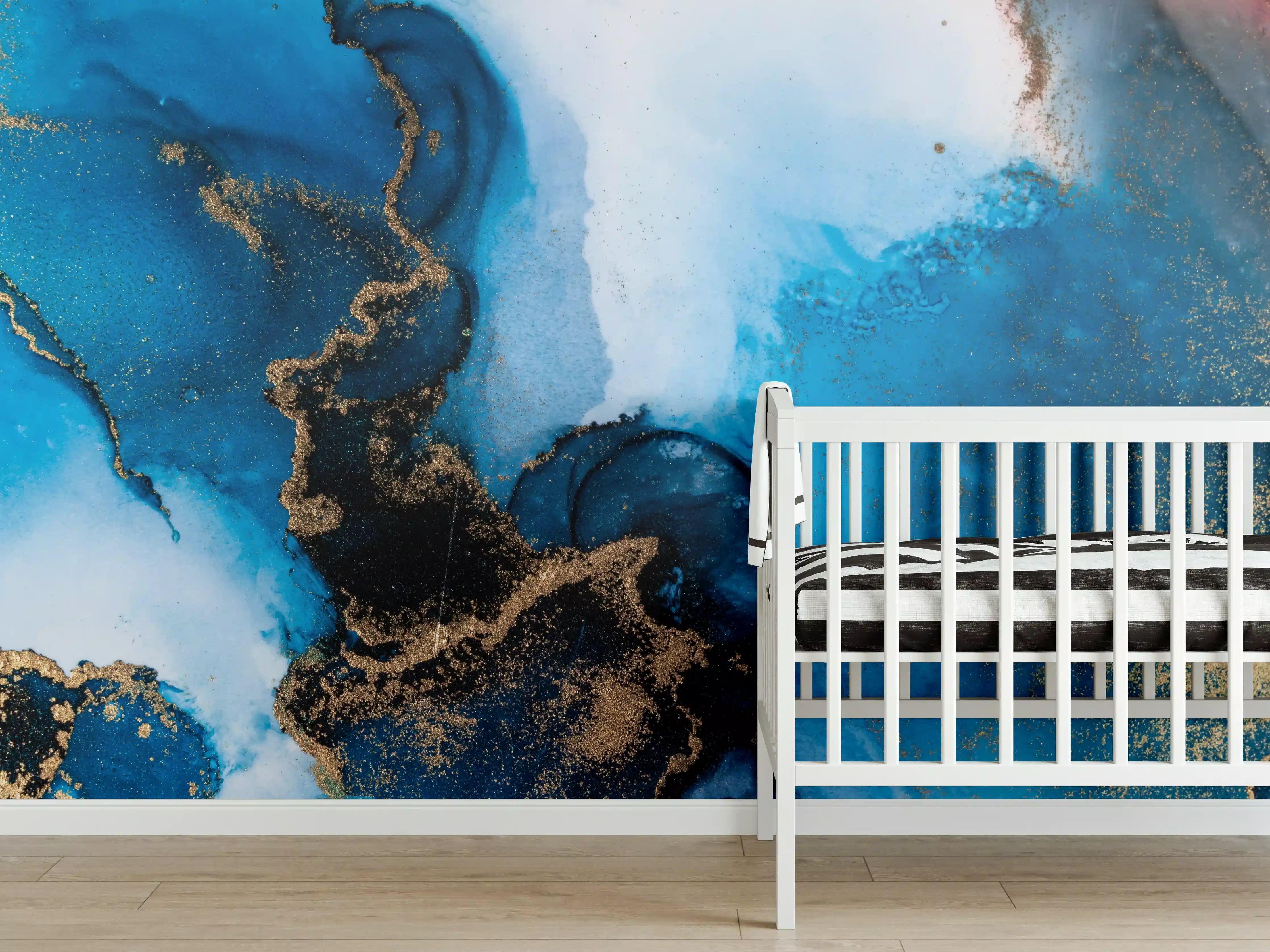 Babyzimmer Wandgestaltung - Luxus Marmor Textur - Flüssigmalerei