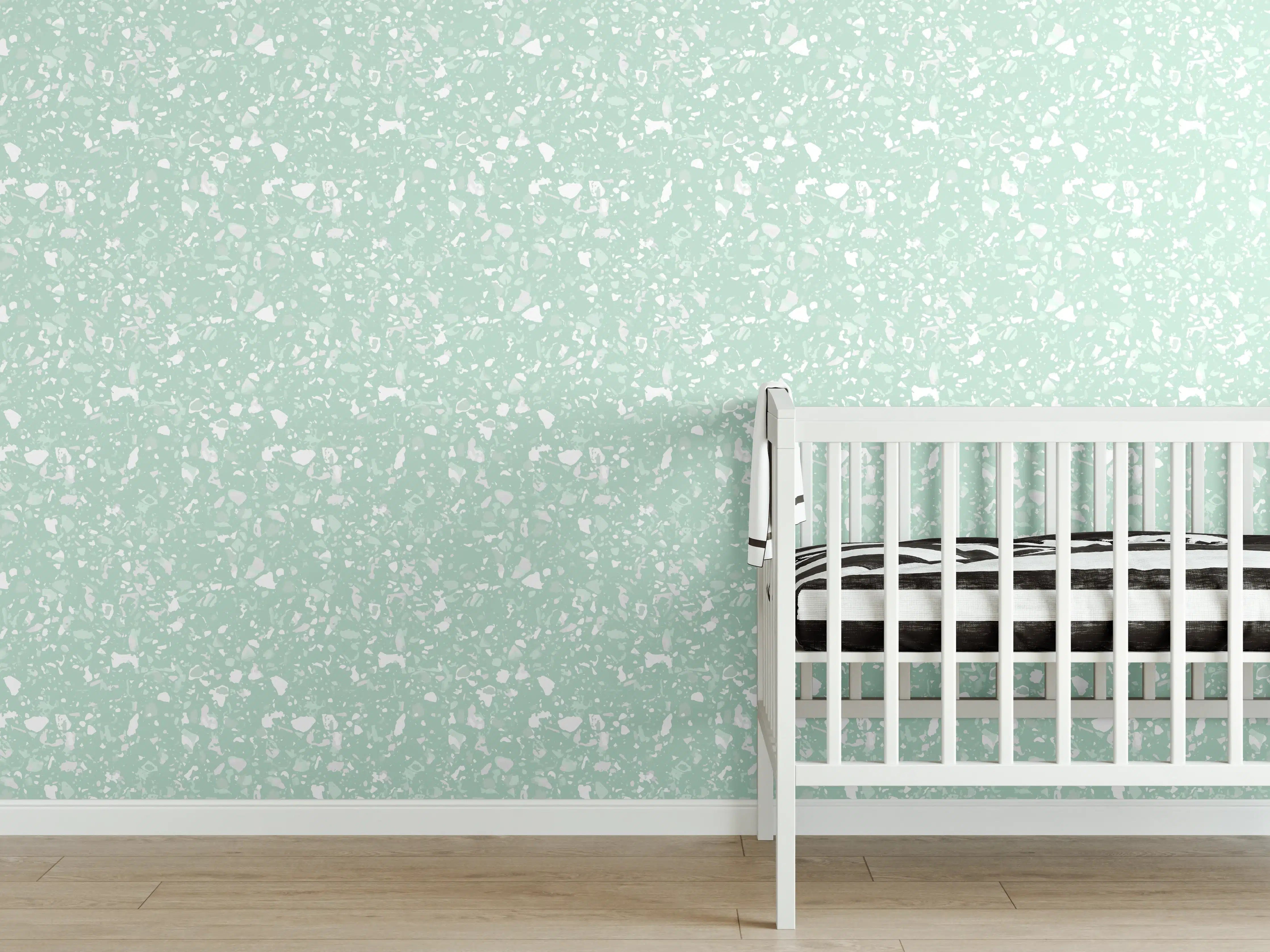 Babyzimmer Wandgestaltung - Luxus-Weiß-Grau-Terrazzo-Textur