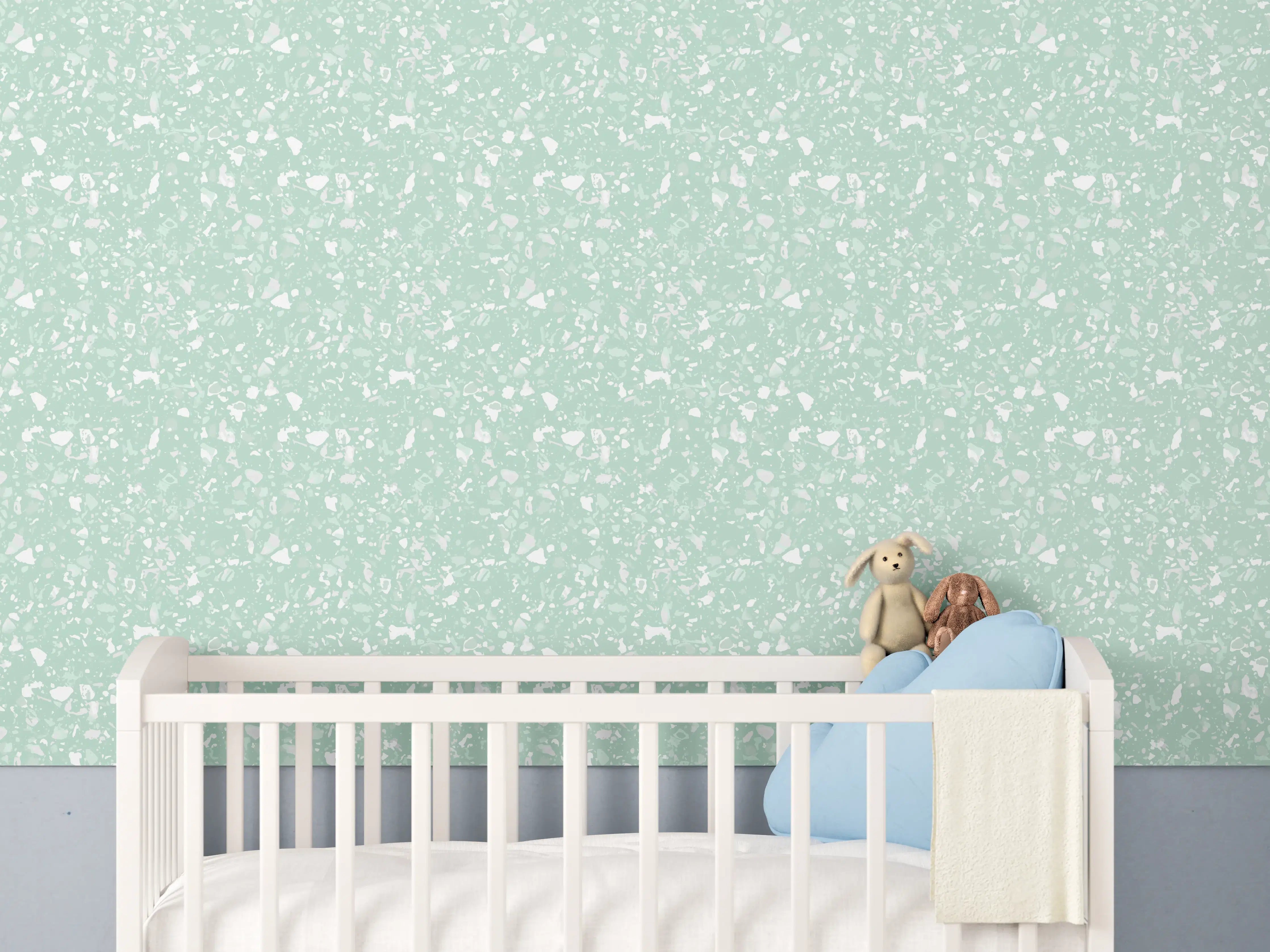 Babyzimmer Wandgestaltung - Luxus-Weiß-Grau-Terrazzo-Textur