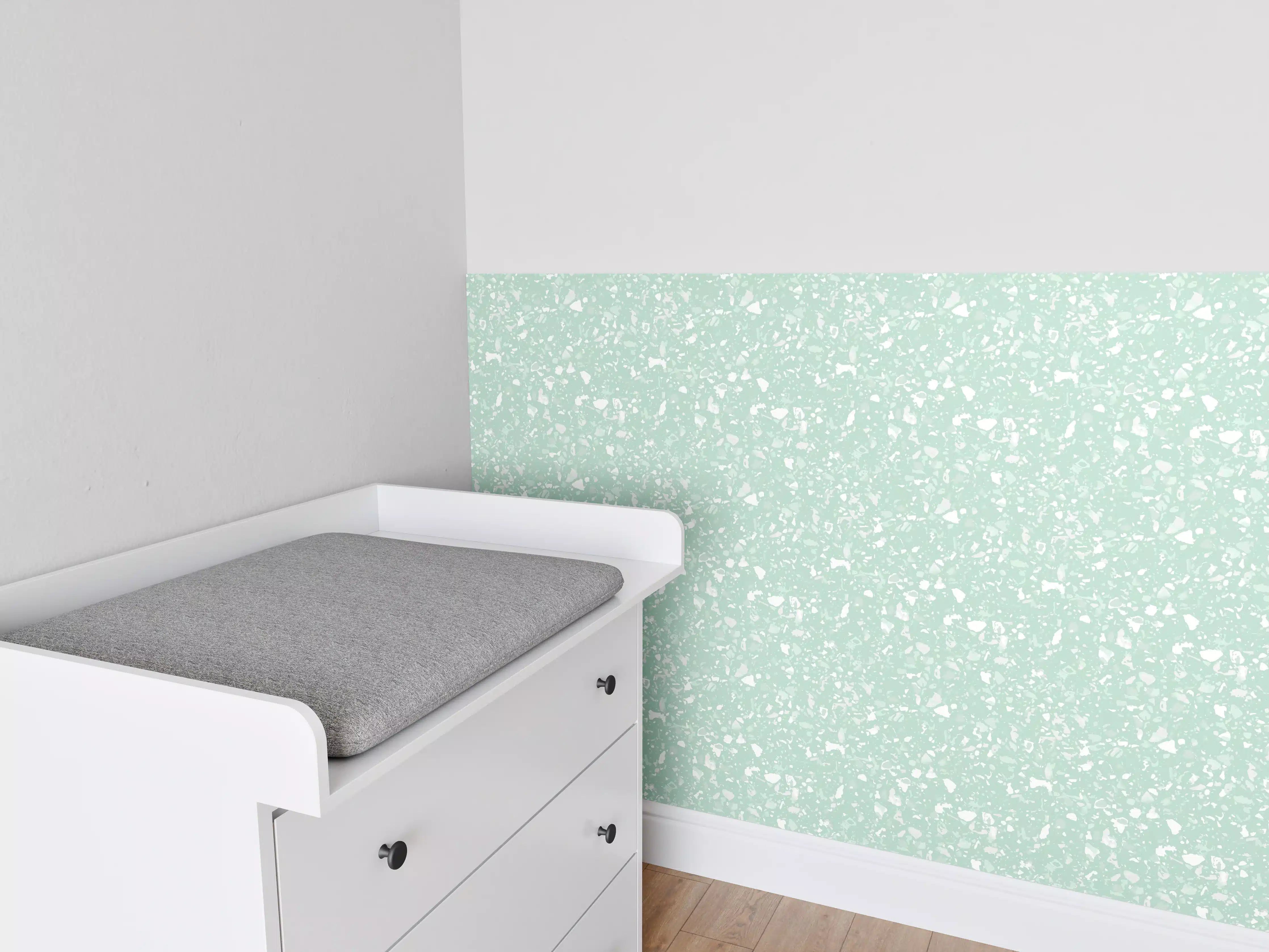 Babyzimmer Wandgestaltung - Luxus-Weiß-Grau-Terrazzo-Textur