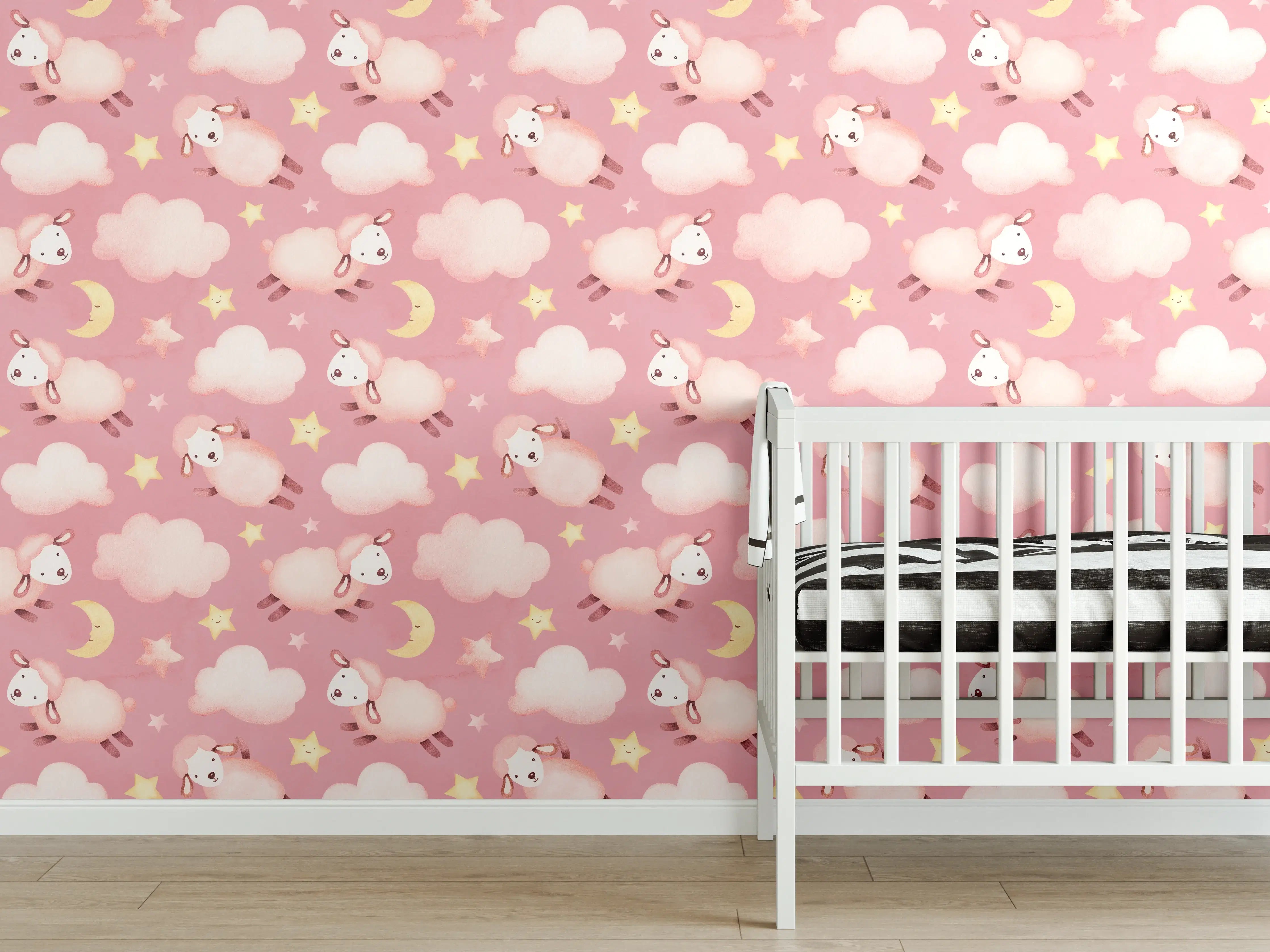Babyzimmer Wandgestaltung - Märchenhafte Wolken und Sternenhimmel in Pastell