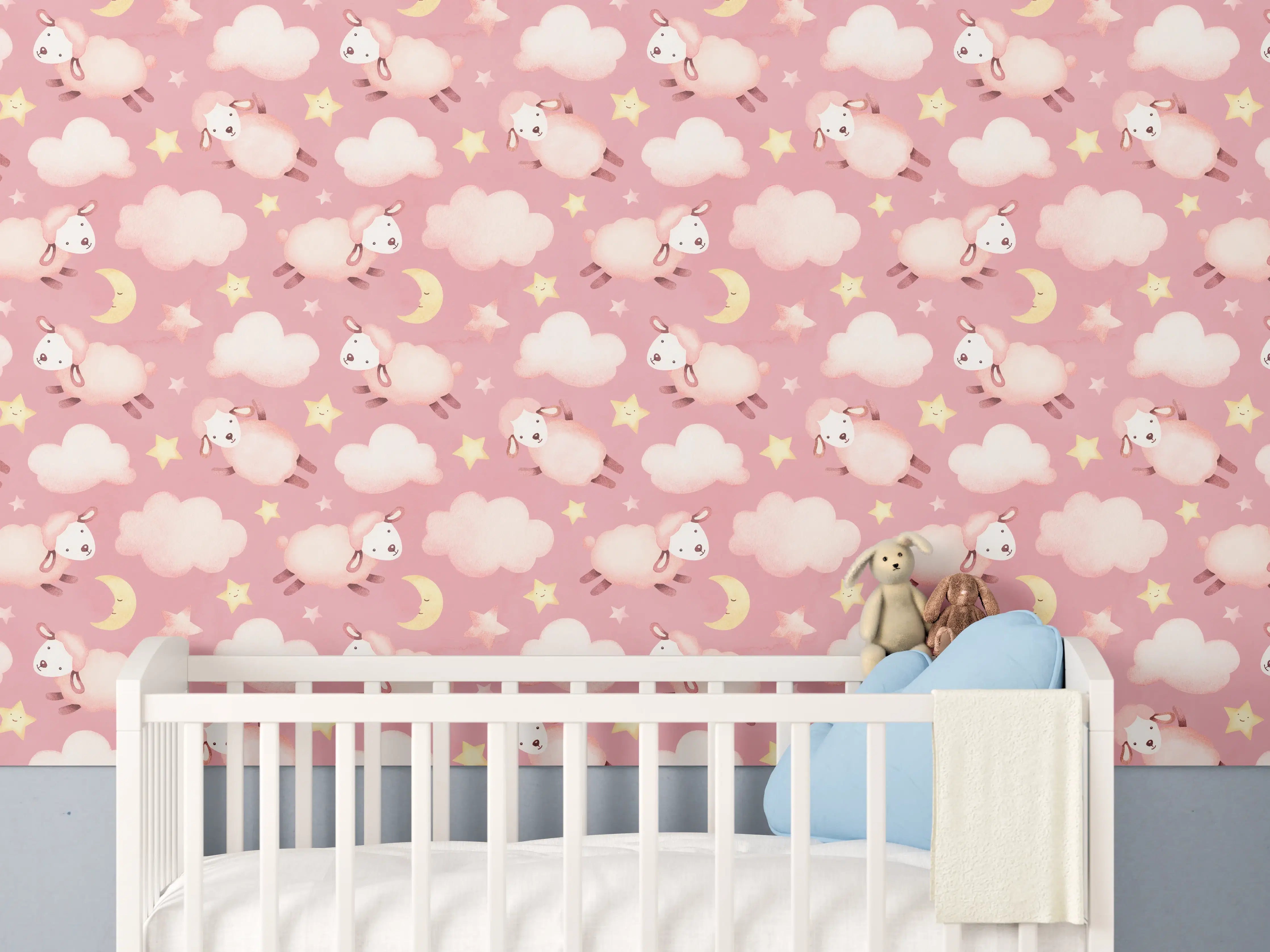 Babyzimmer Wandgestaltung - Märchenhafte Wolken und Sternenhimmel in Pastell