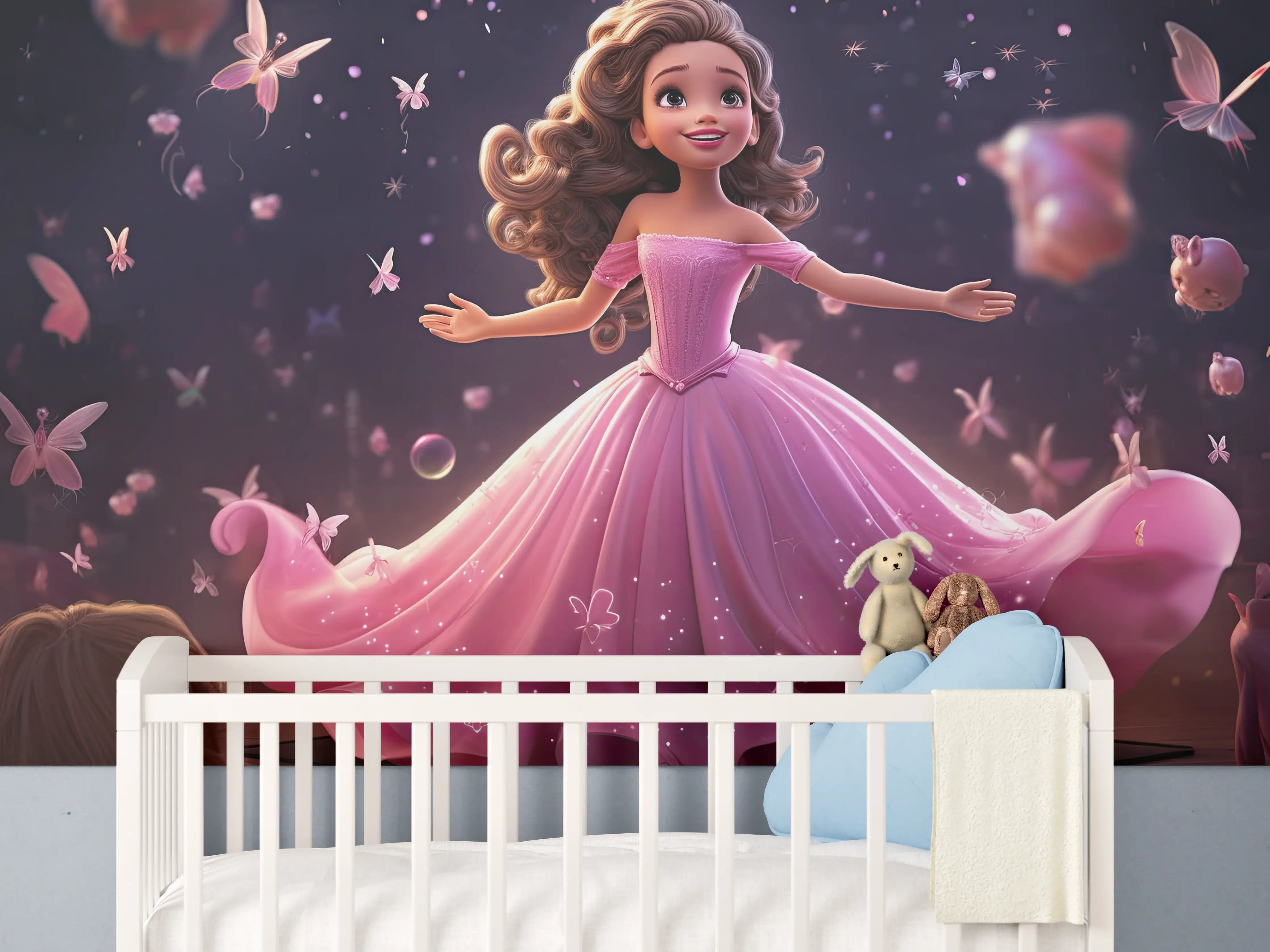 Babyzimmer Wandgestaltung - Magische Märchenhafte Cinderella Szene