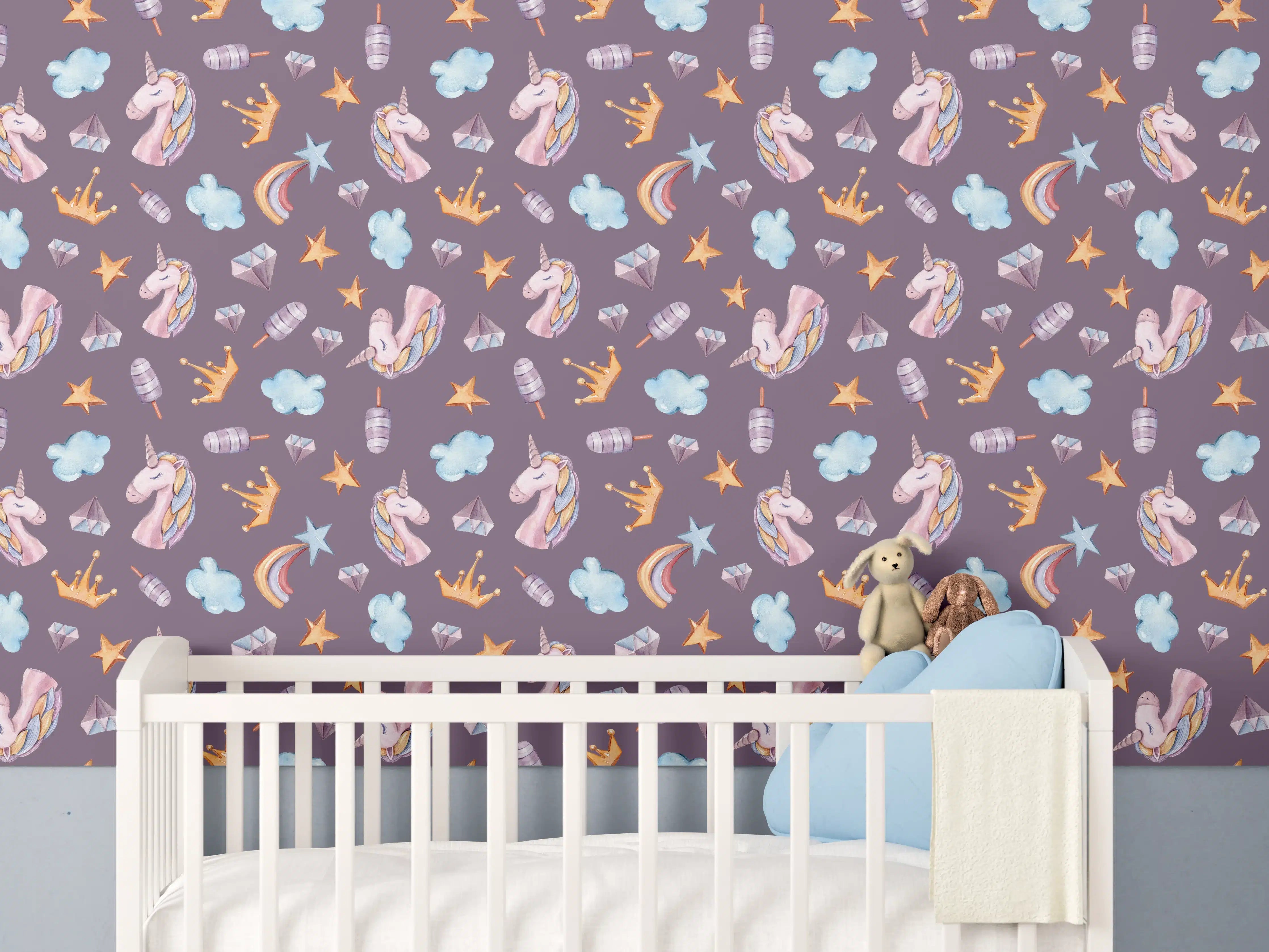 Babyzimmer Wandgestaltung - Magischer Baby-Universum-Druck in Pastellfarben