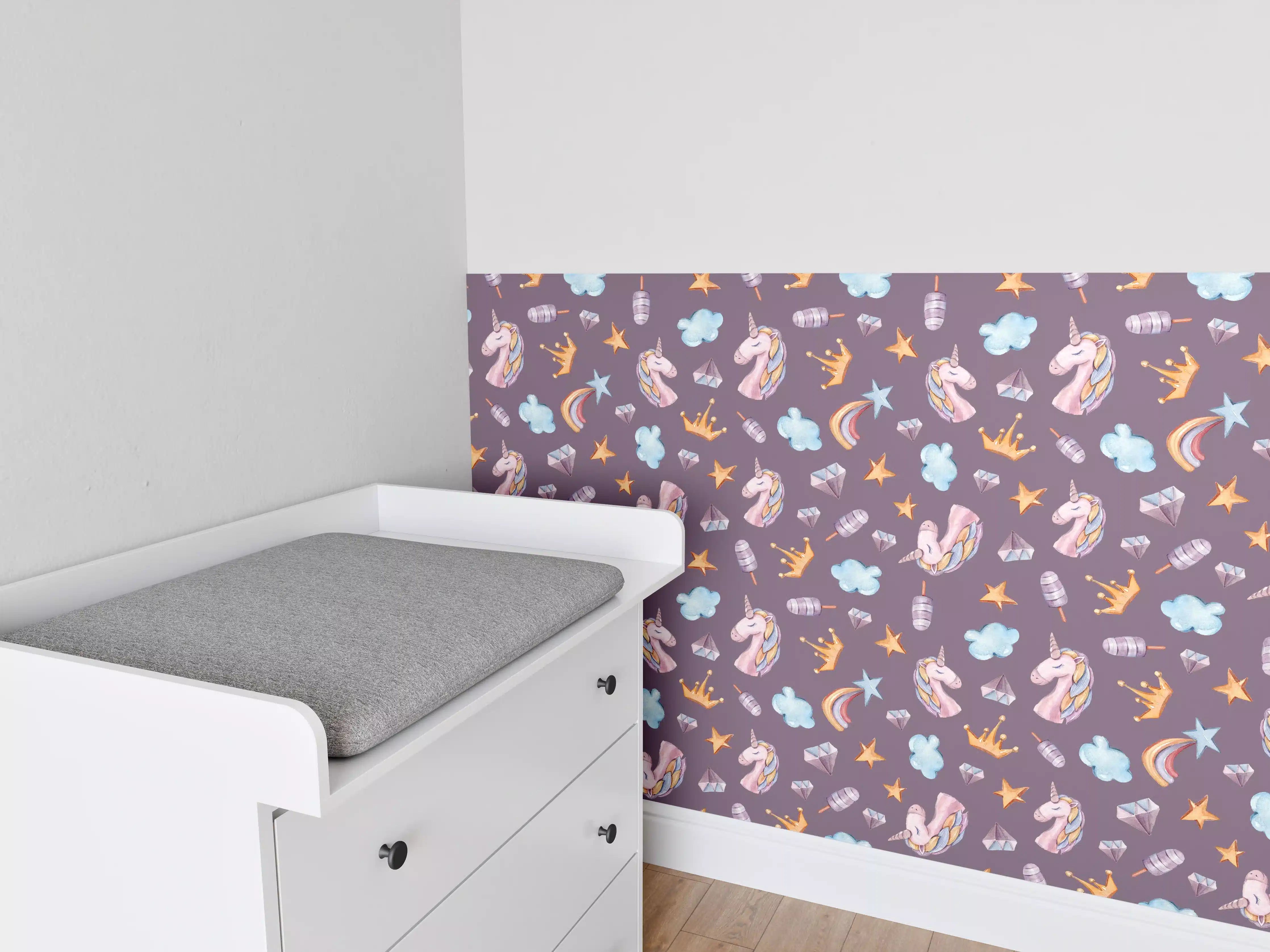 Babyzimmer Wandgestaltung - Magischer Baby-Universum-Druck in Pastellfarben