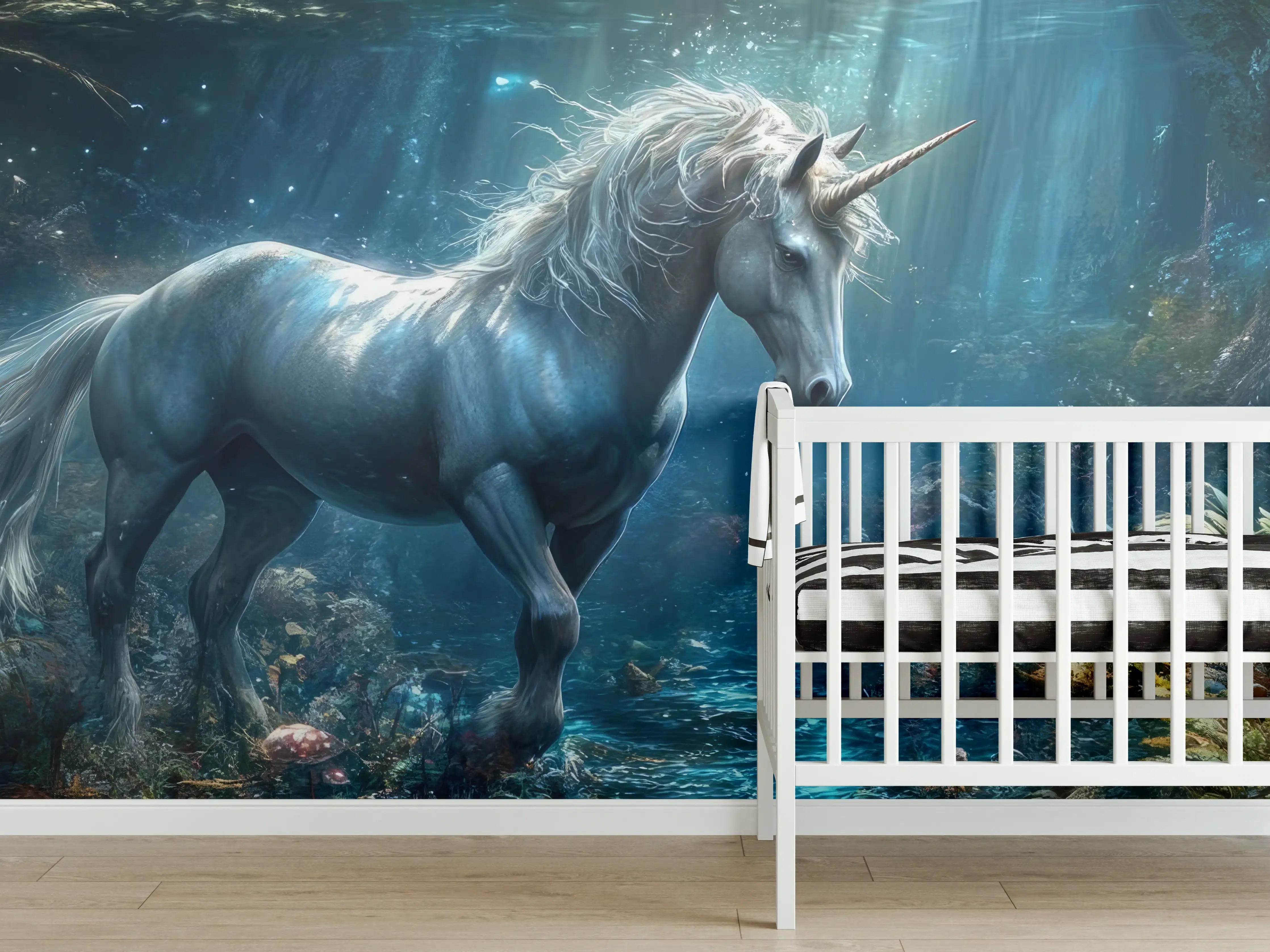 Babyzimmer Wandgestaltung - Magischer Einhorn-Waldtraum