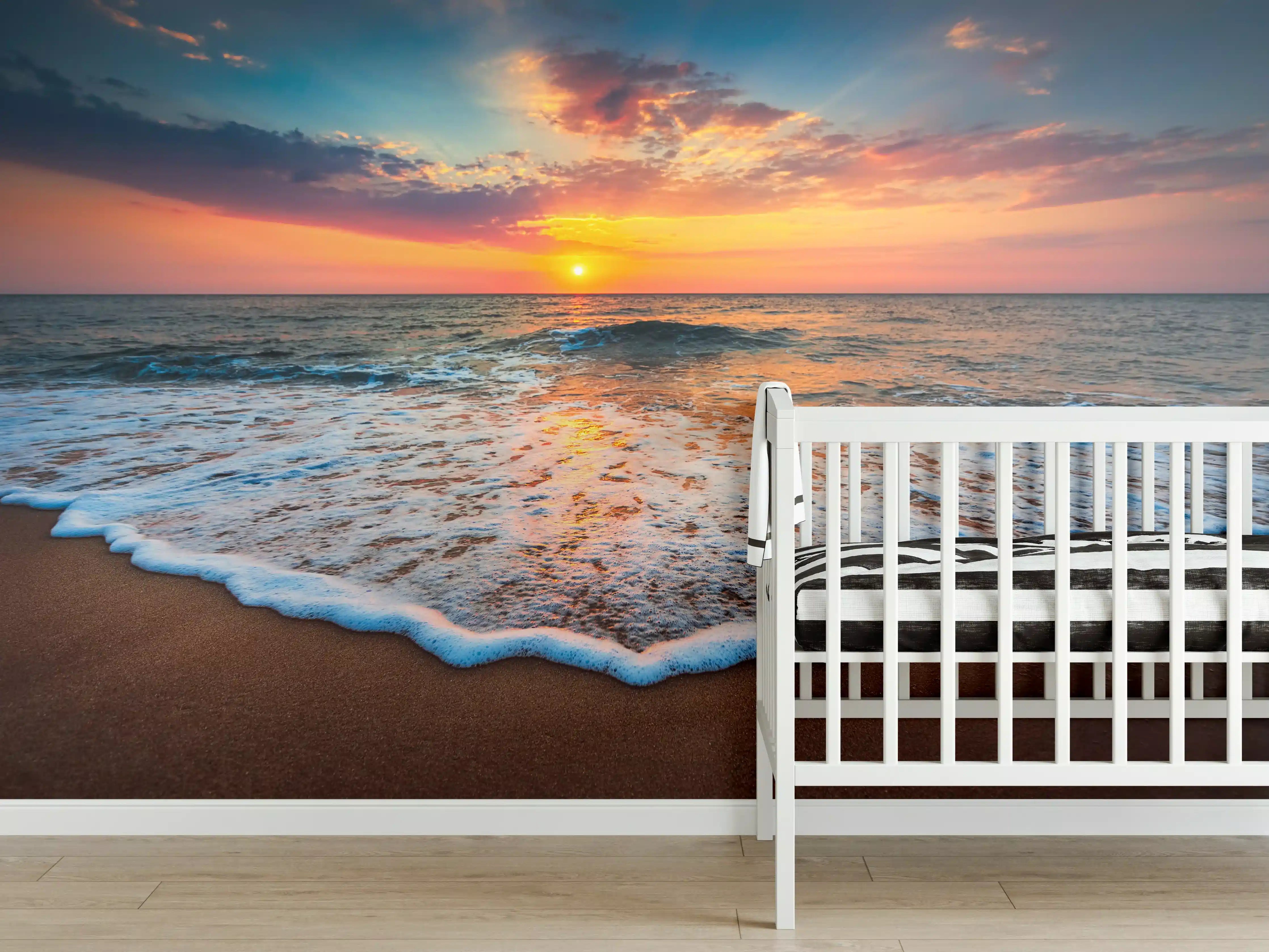 Babyzimmer Wandgestaltung - Magischer Sonnenaufgang Meer