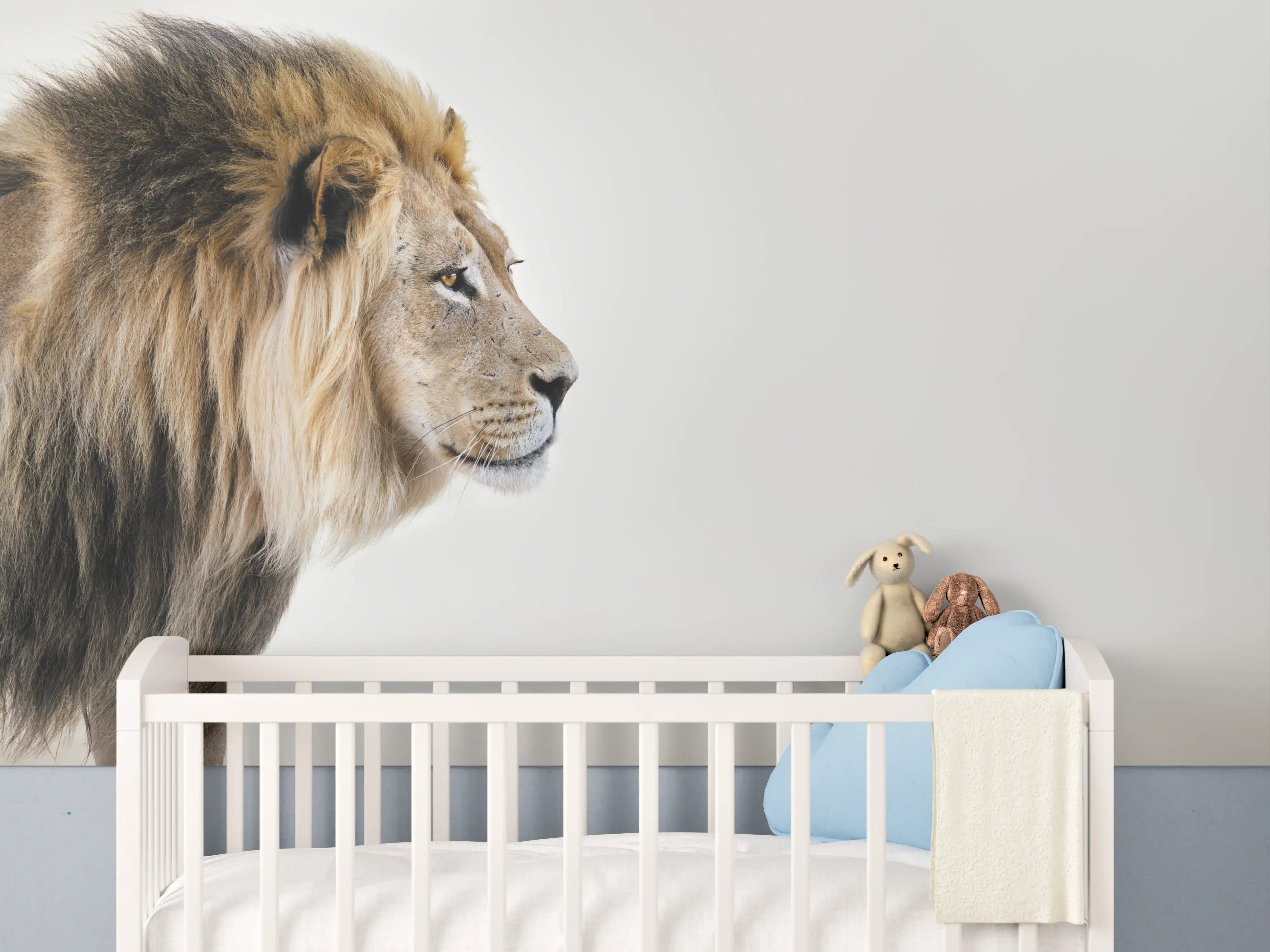 Babyzimmer Wandgestaltung - Majestätischer Löwe in Nahaufnahme