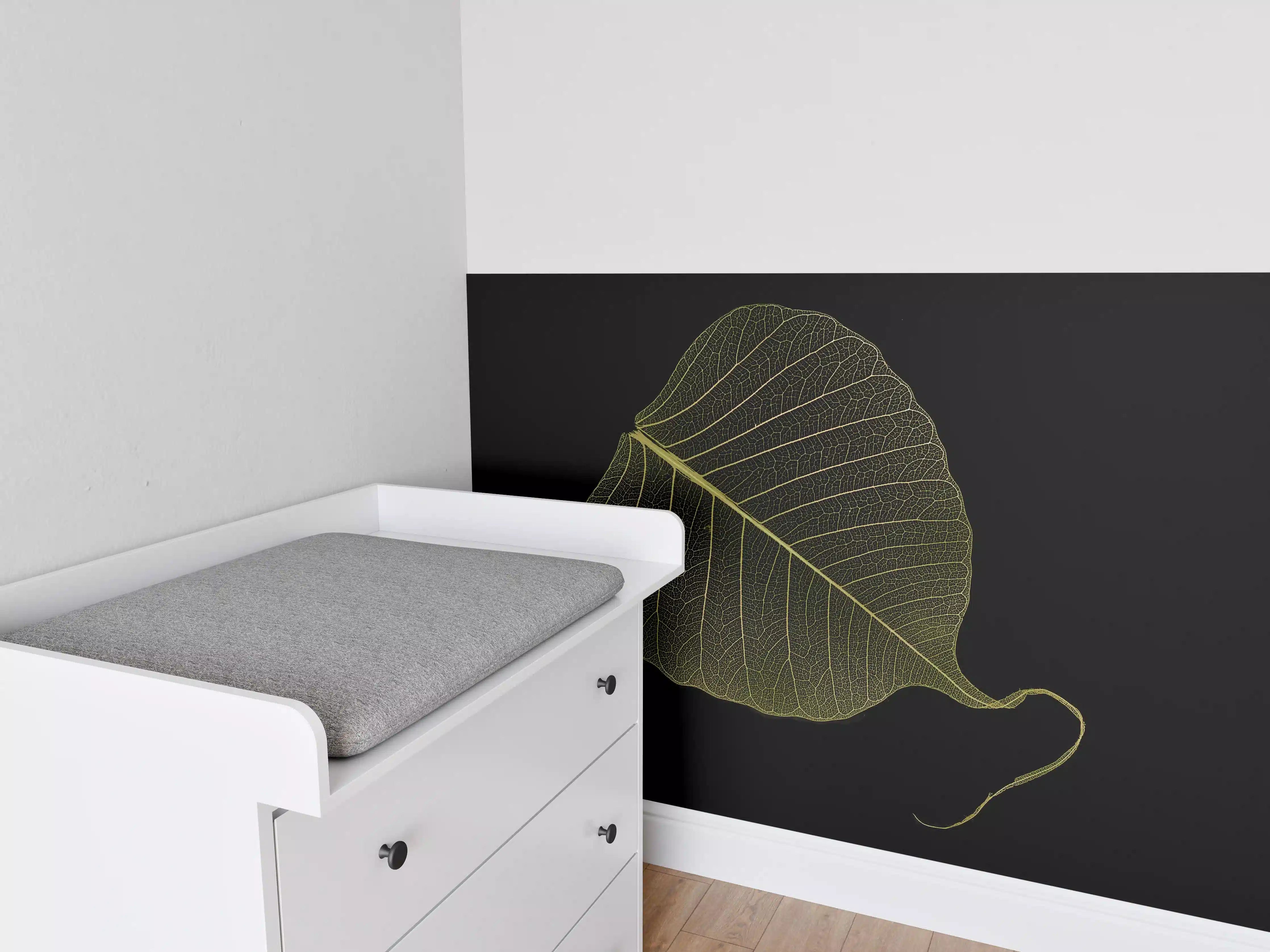 Babyzimmer Wandgestaltung - Makro Blattstruktur Schwarz-Gelb