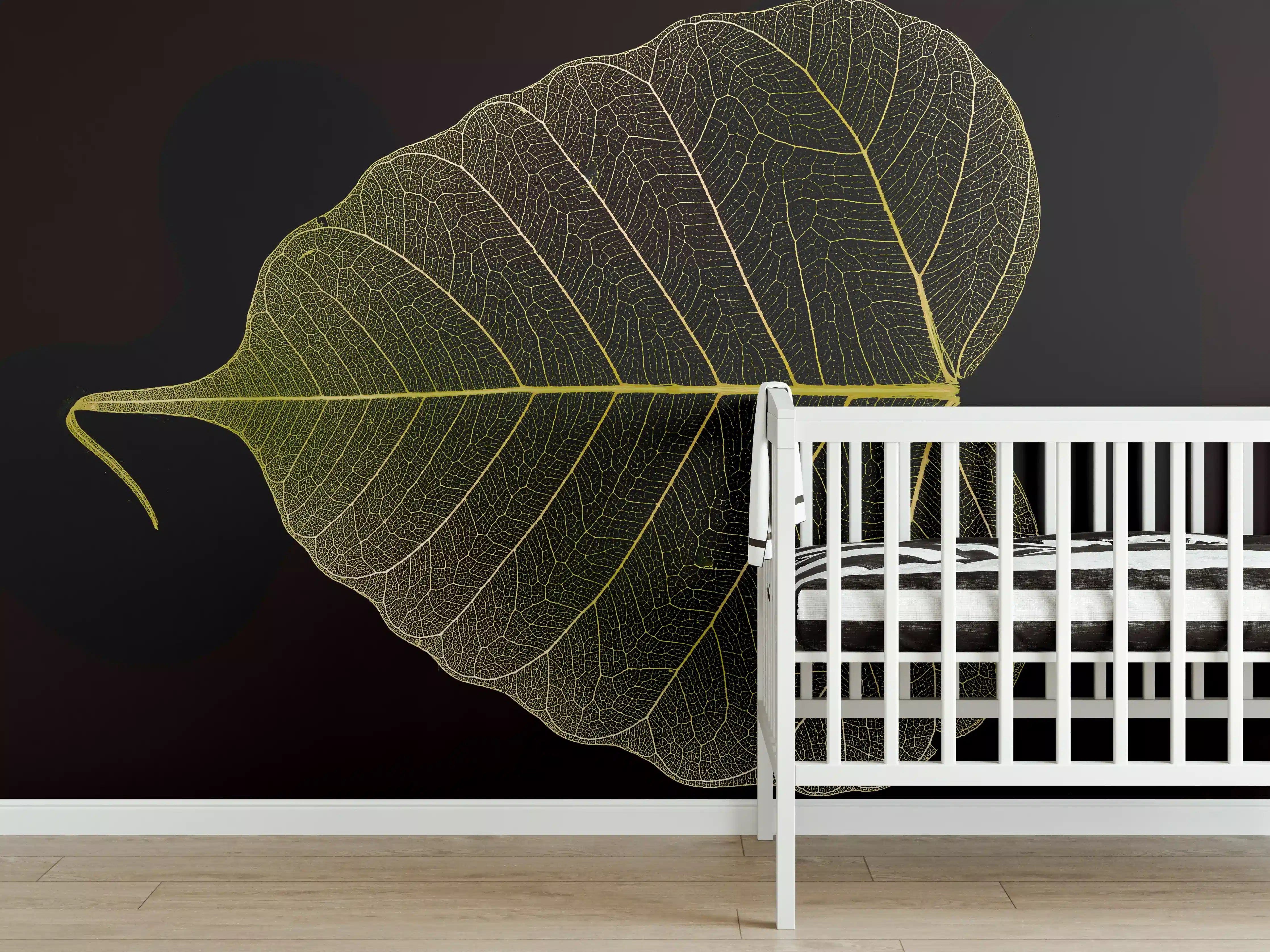 Babyzimmer Wandgestaltung - Makrofotografie Blattstruktur Gelb