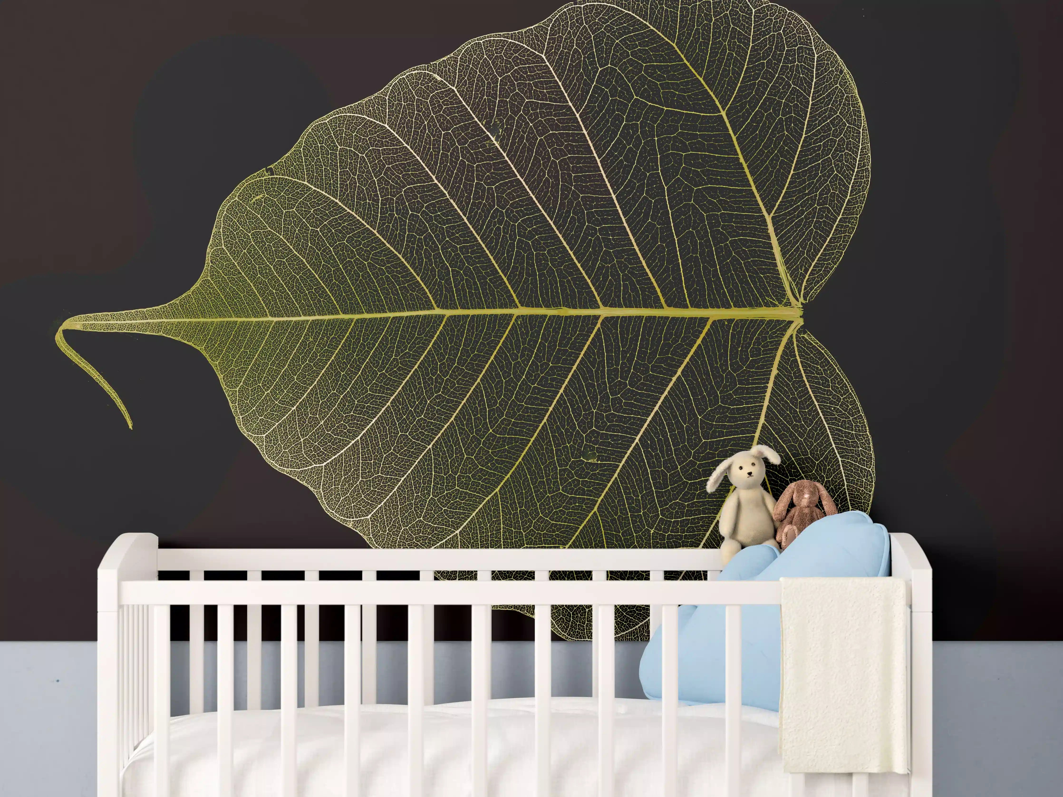 Babyzimmer Wandgestaltung - Makrofotografie Blattstruktur Gelb