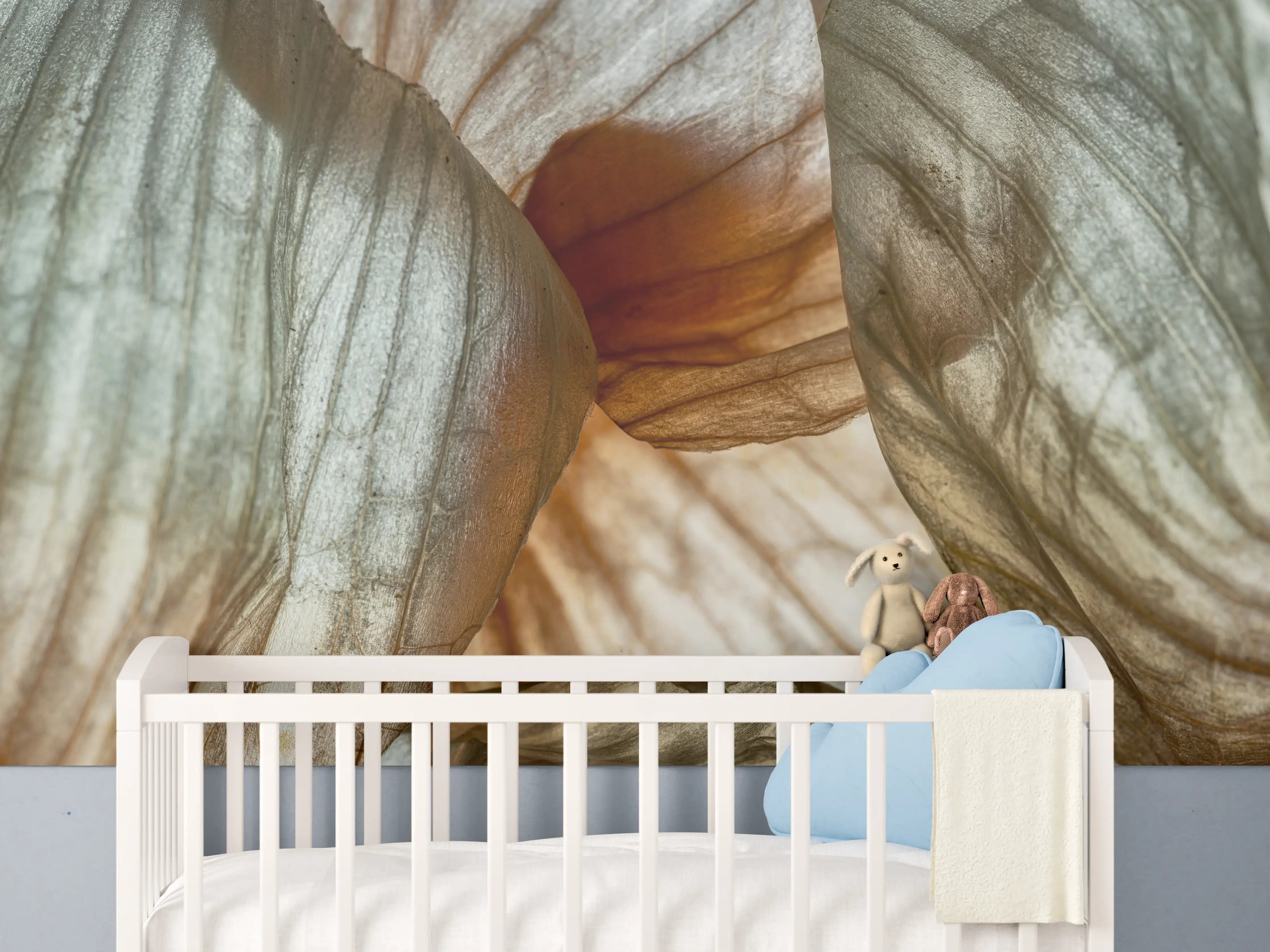 Babyzimmer Wandgestaltung - Makrofotografie der Schalenblatttextur einer Zwiebel