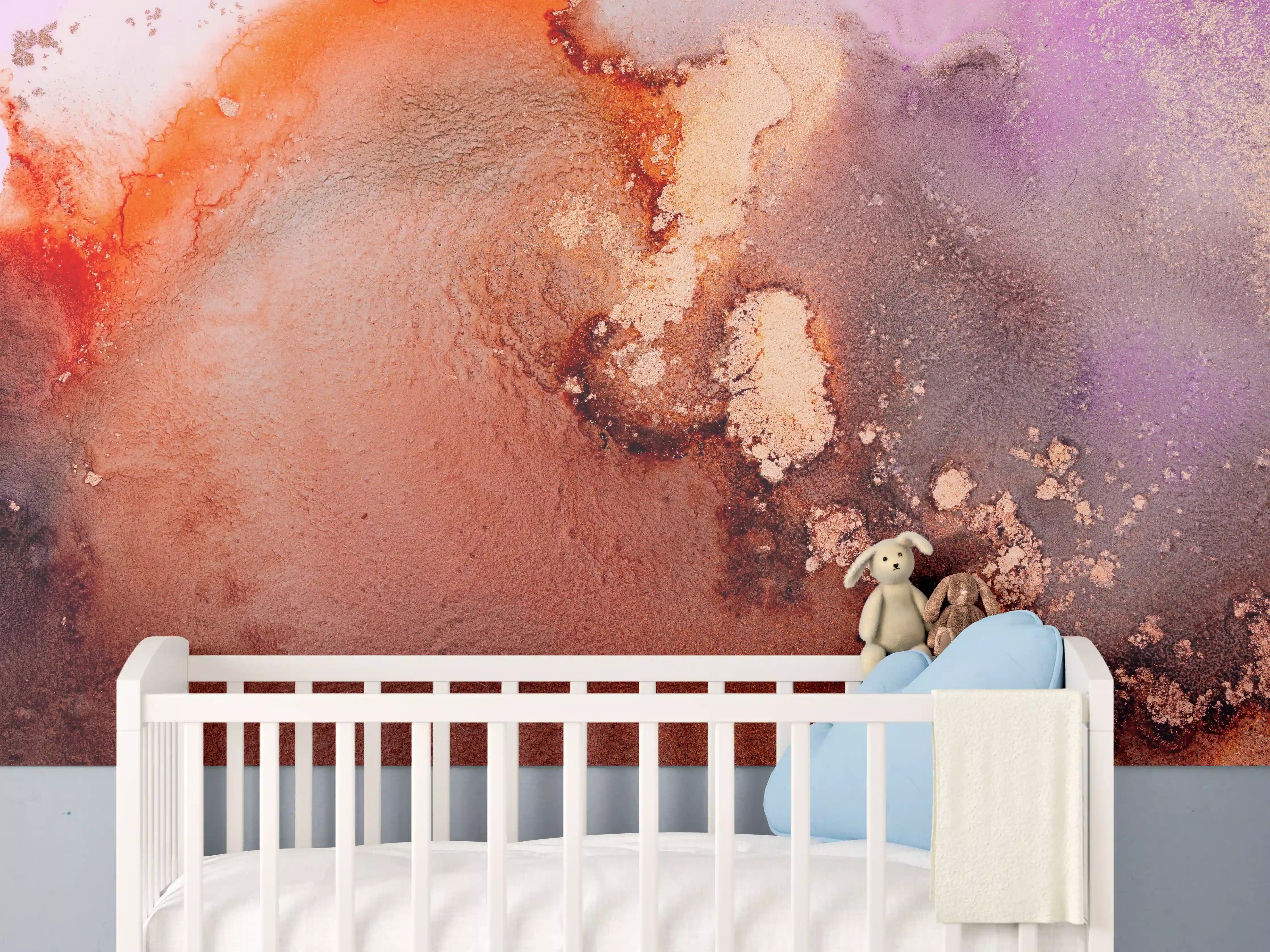 Babyzimmer Wandgestaltung - Mamor Wandtextur - Flüssigmalerei