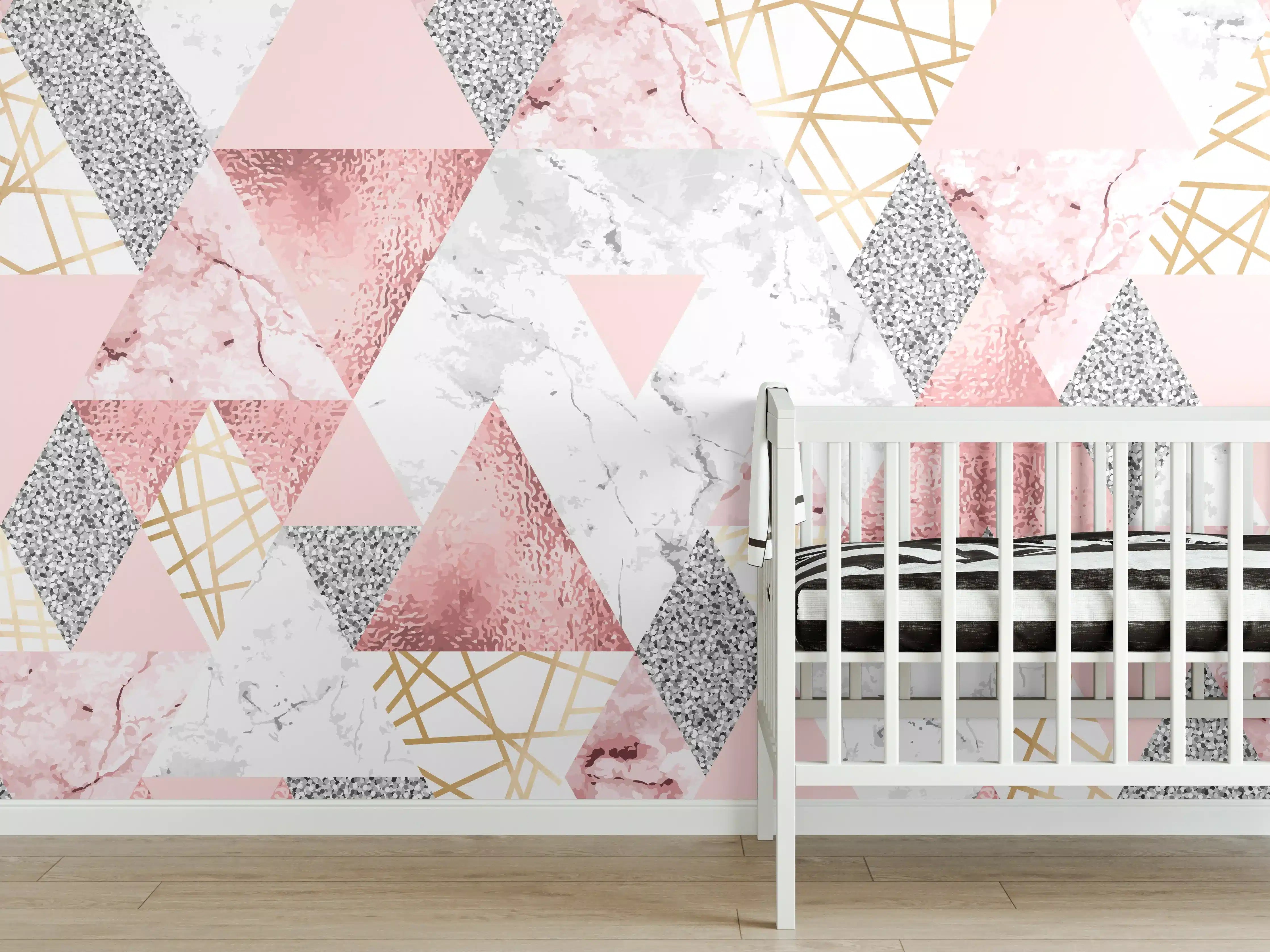 Babyzimmer Wandgestaltung - Marble Pattern Rosa Gold Dekor