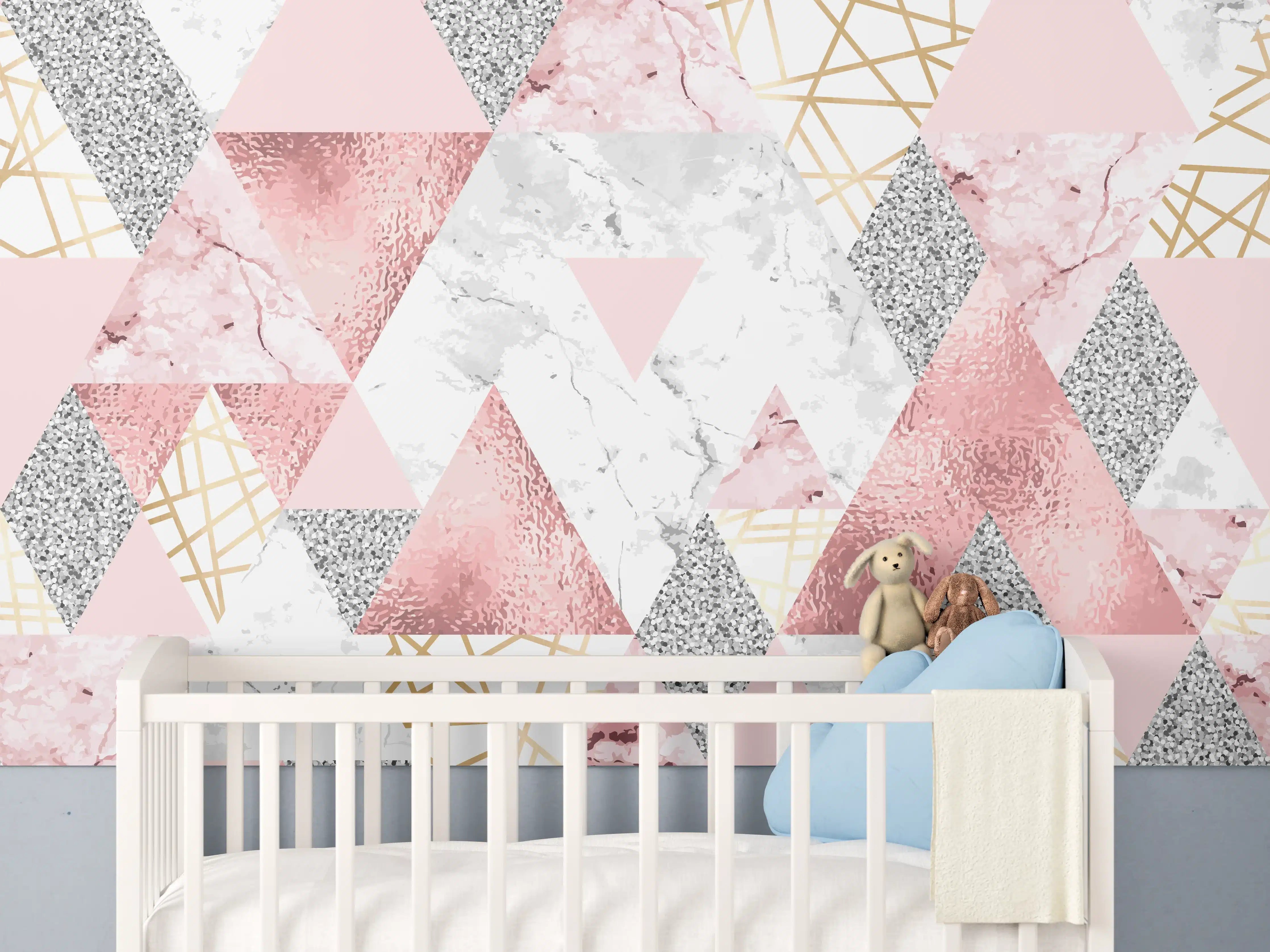Babyzimmer Wandgestaltung - Marble Pattern Rosa Gold Dekor