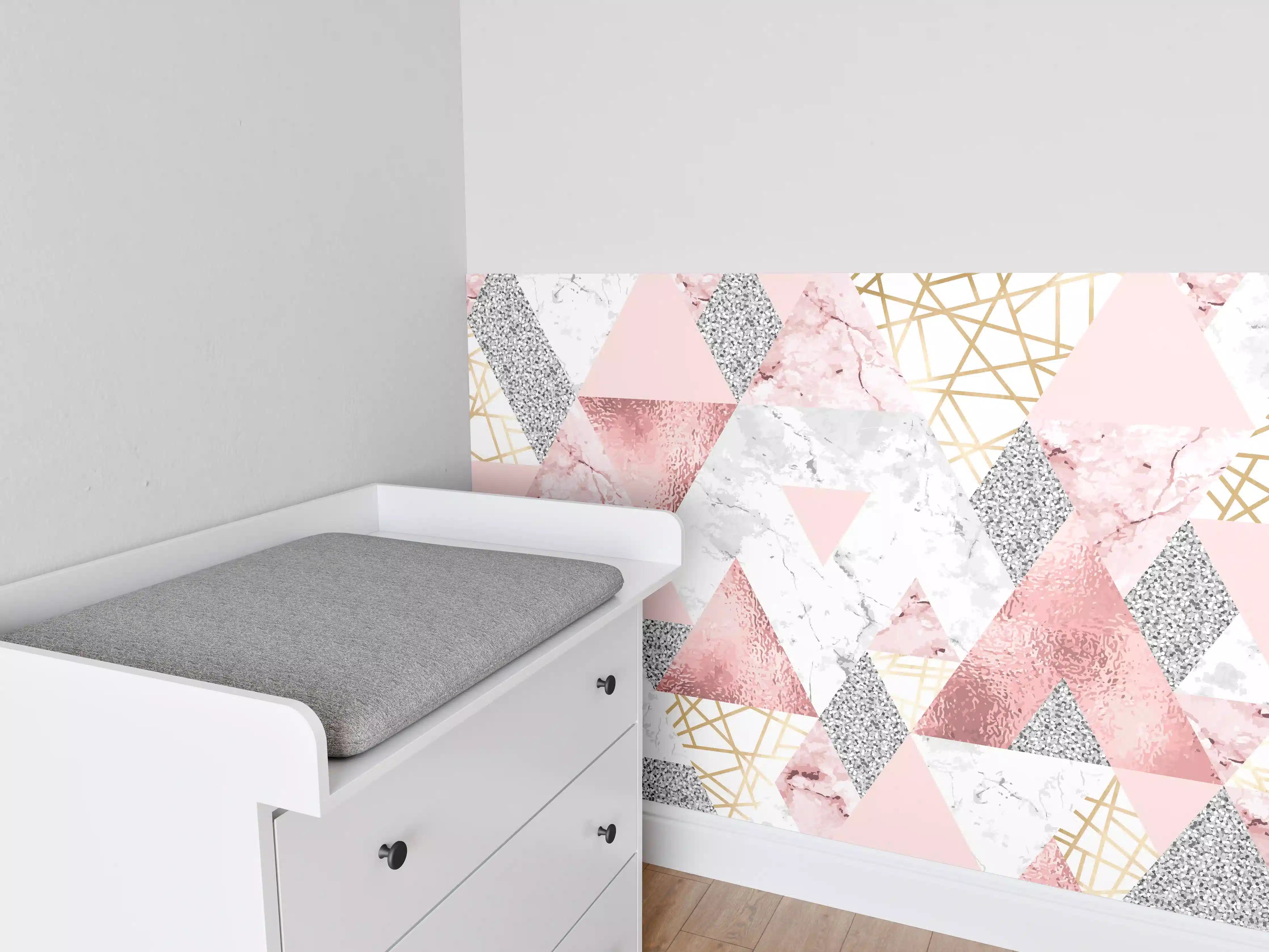 Babyzimmer Wandgestaltung - Marble Pattern Rosa Gold Dekor
