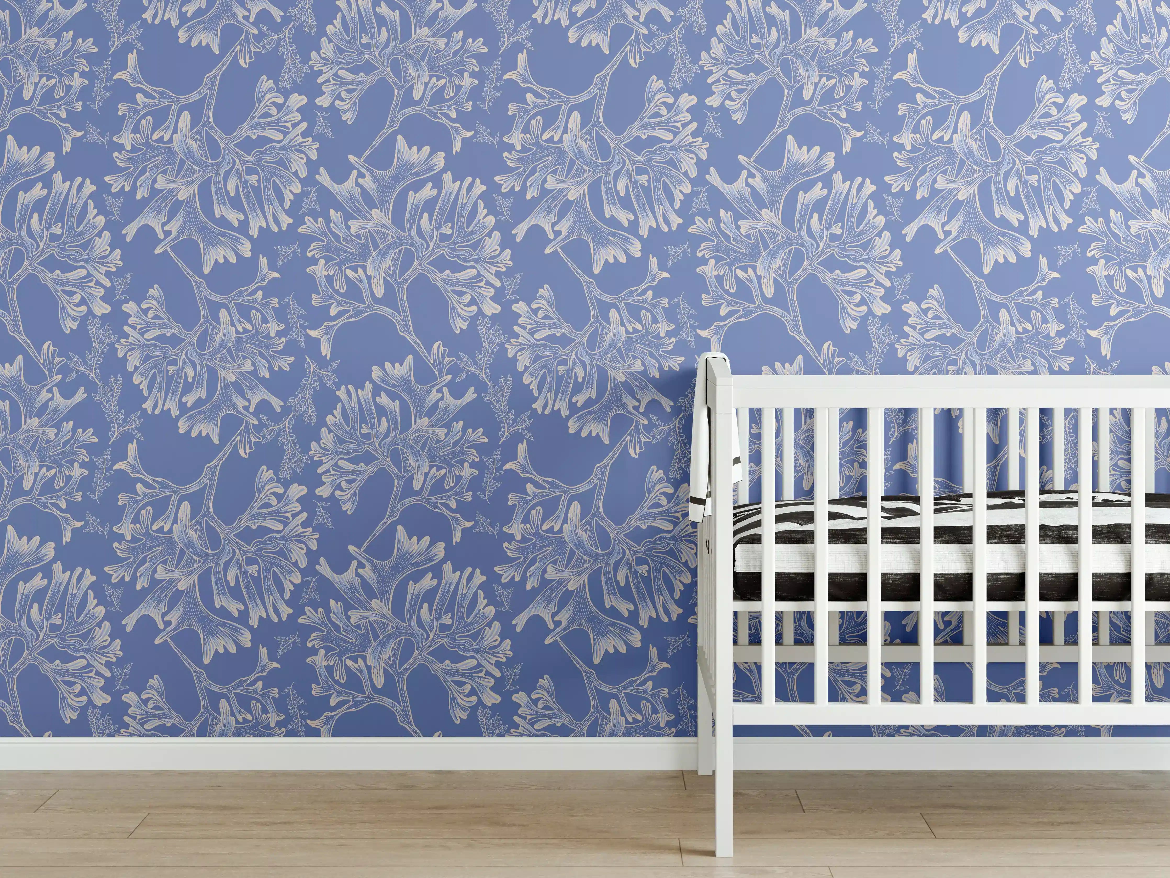 Babyzimmer Wandgestaltung - Marineblaues Korallenmuster