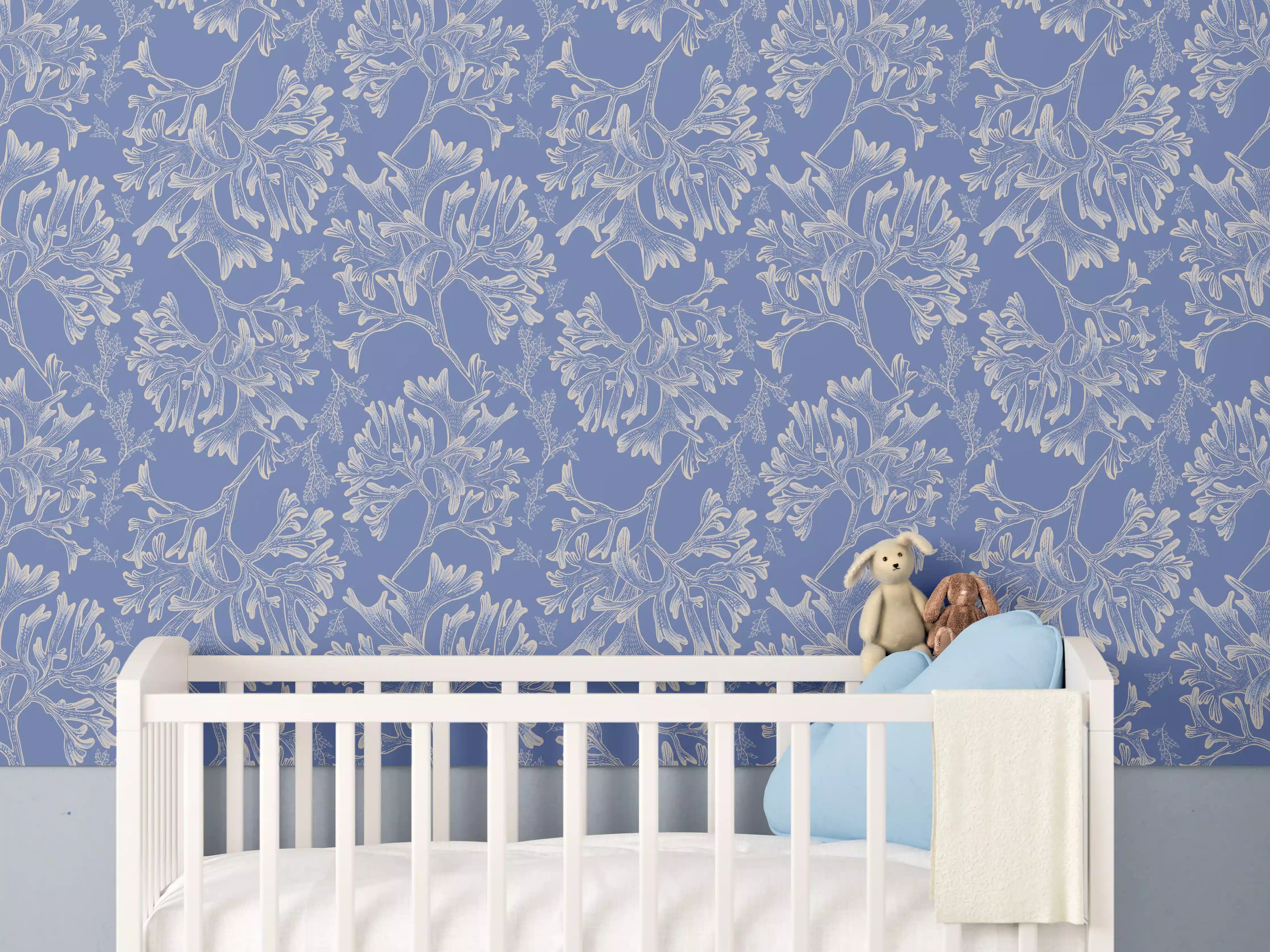 Babyzimmer Wandgestaltung - Marineblaues Korallenmuster