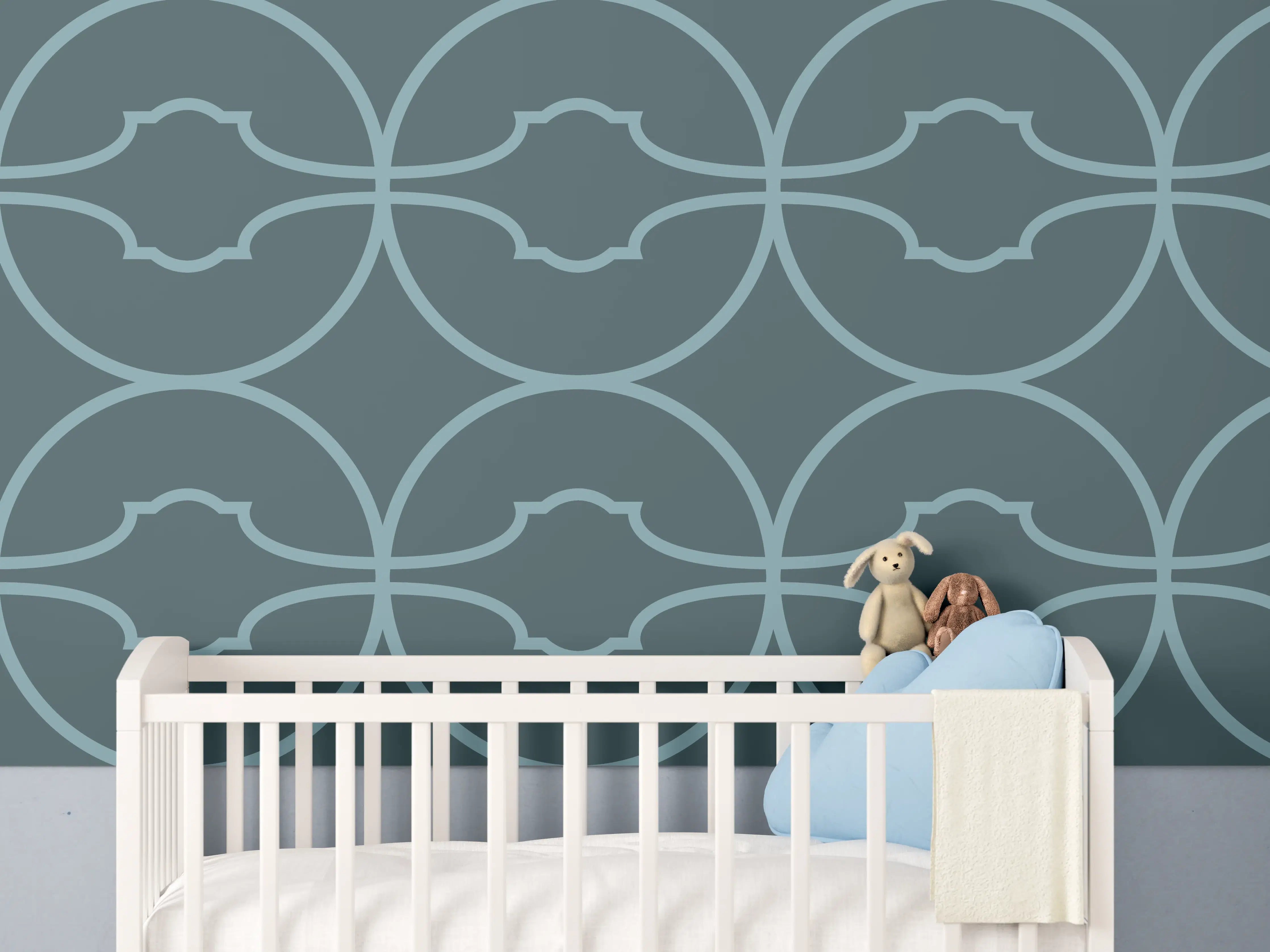 Babyzimmer Wandgestaltung - Maritime Wellen-Muster Tapete