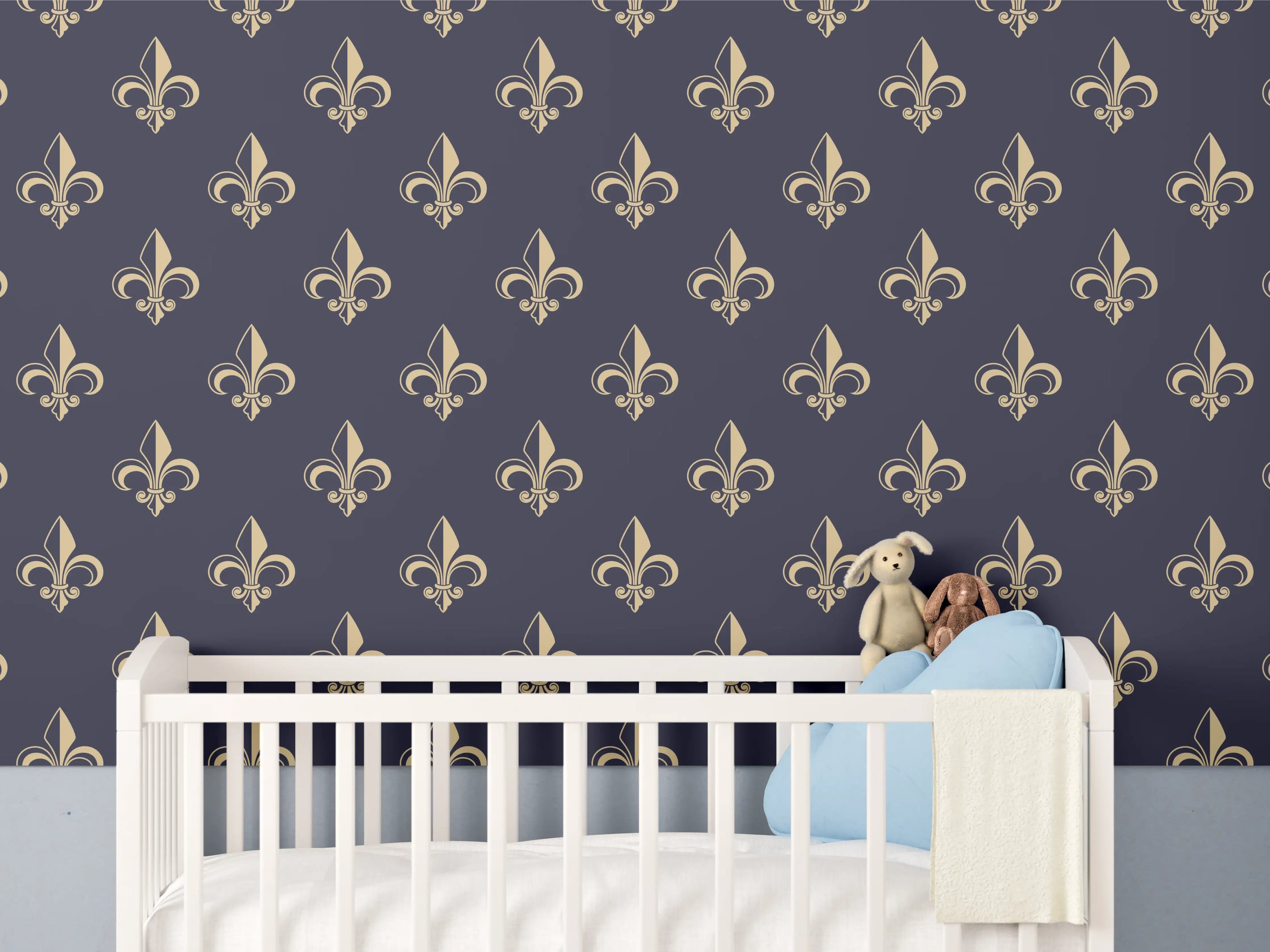 Babyzimmer Wandgestaltung - Maritimes Muster Dunkelblau