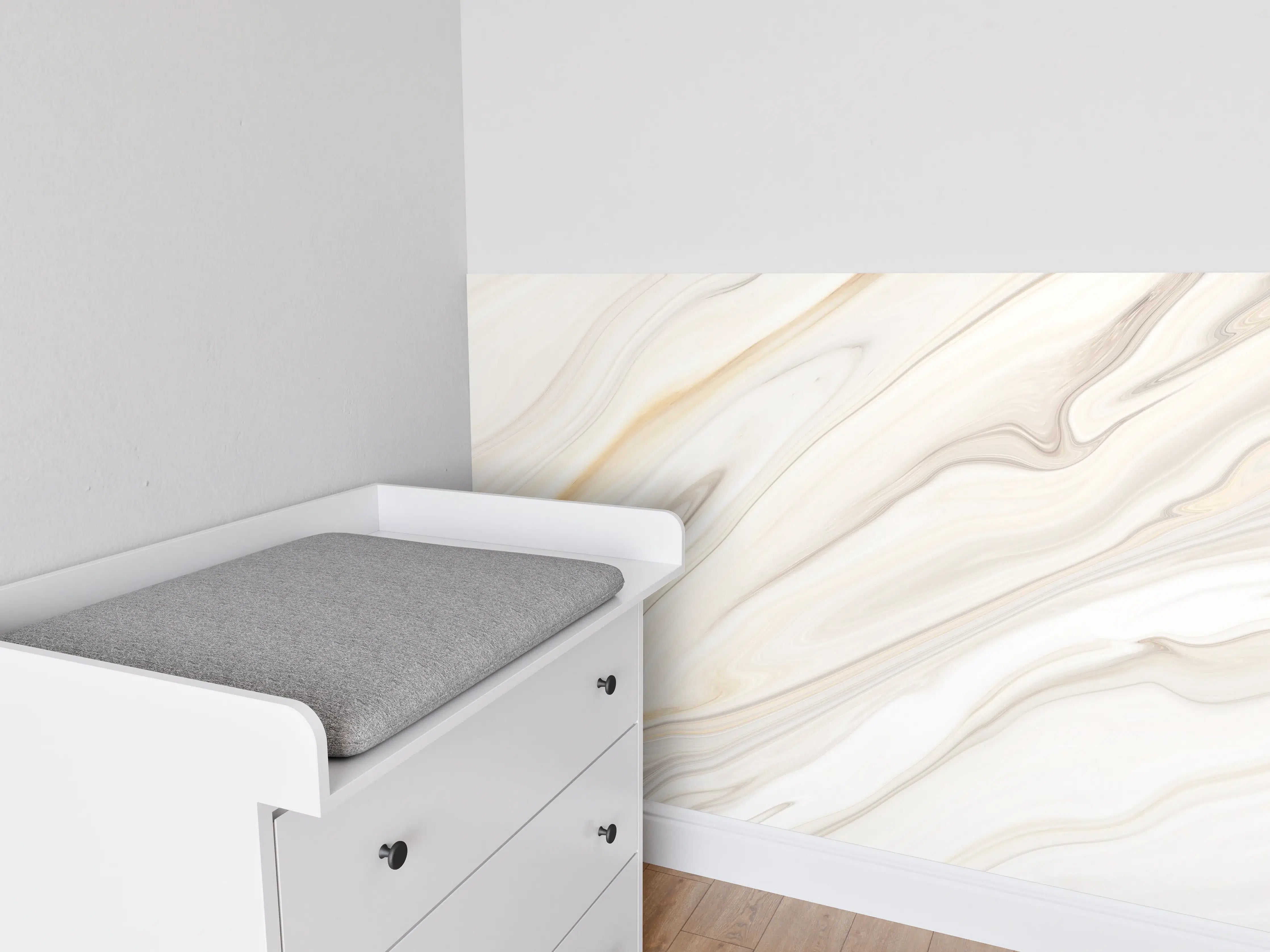 Babyzimmer Wandgestaltung - Marmor - weiß bräunliches Muster