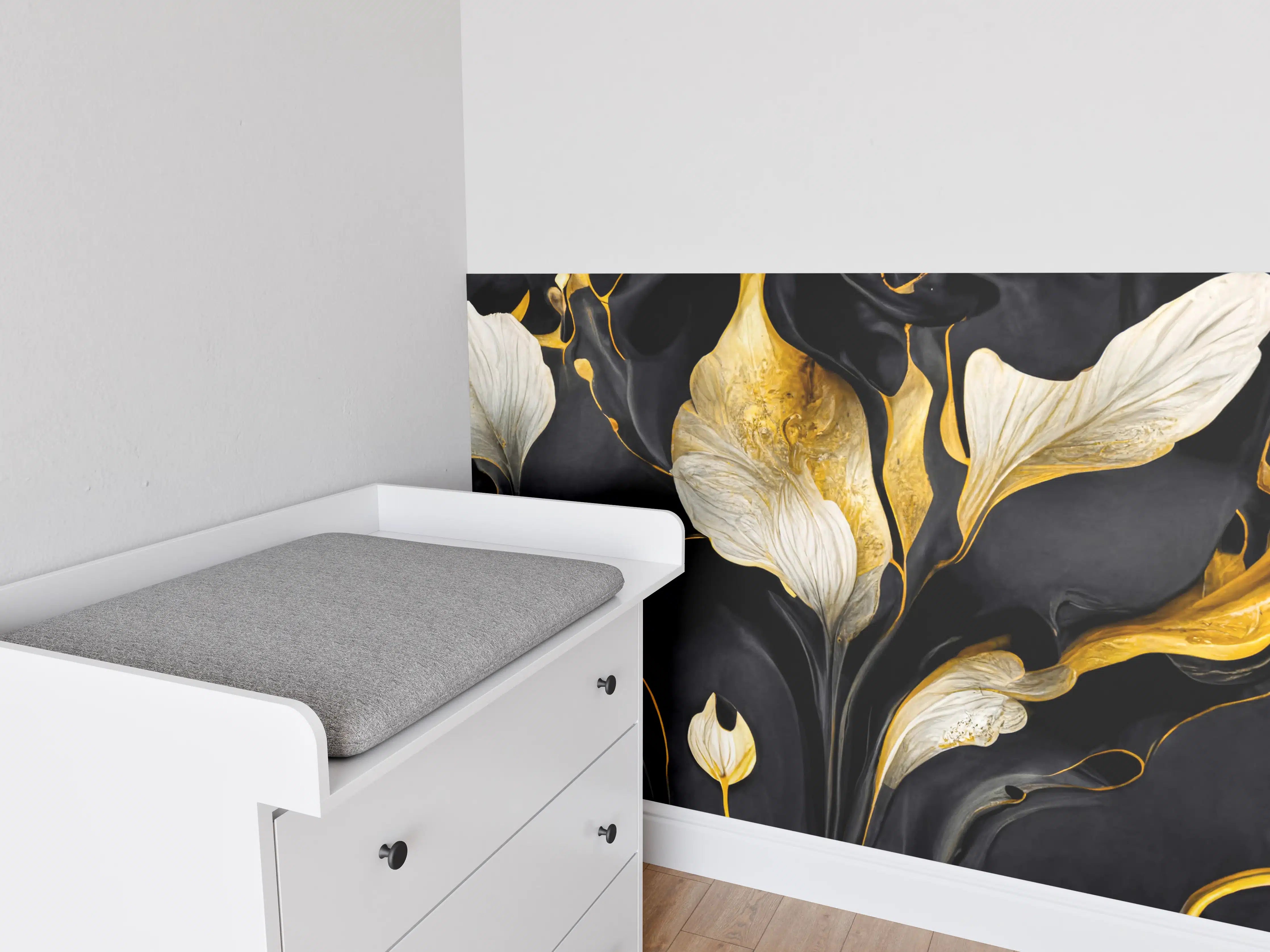 Babyzimmer Wandgestaltung - Marmor Blumenmuster