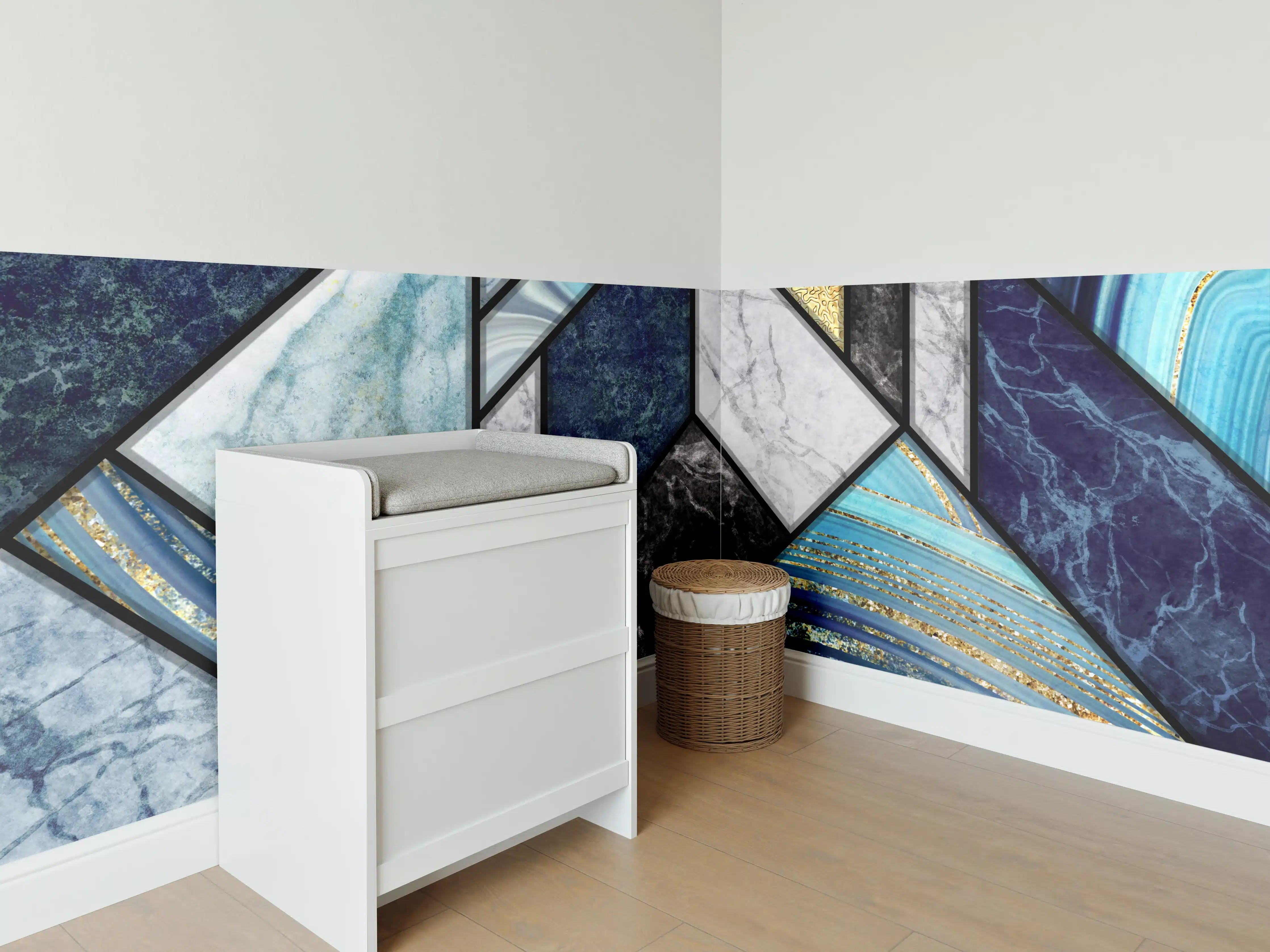 Babyzimmer Wandgestaltung - Marmor Granit Gold Inlay