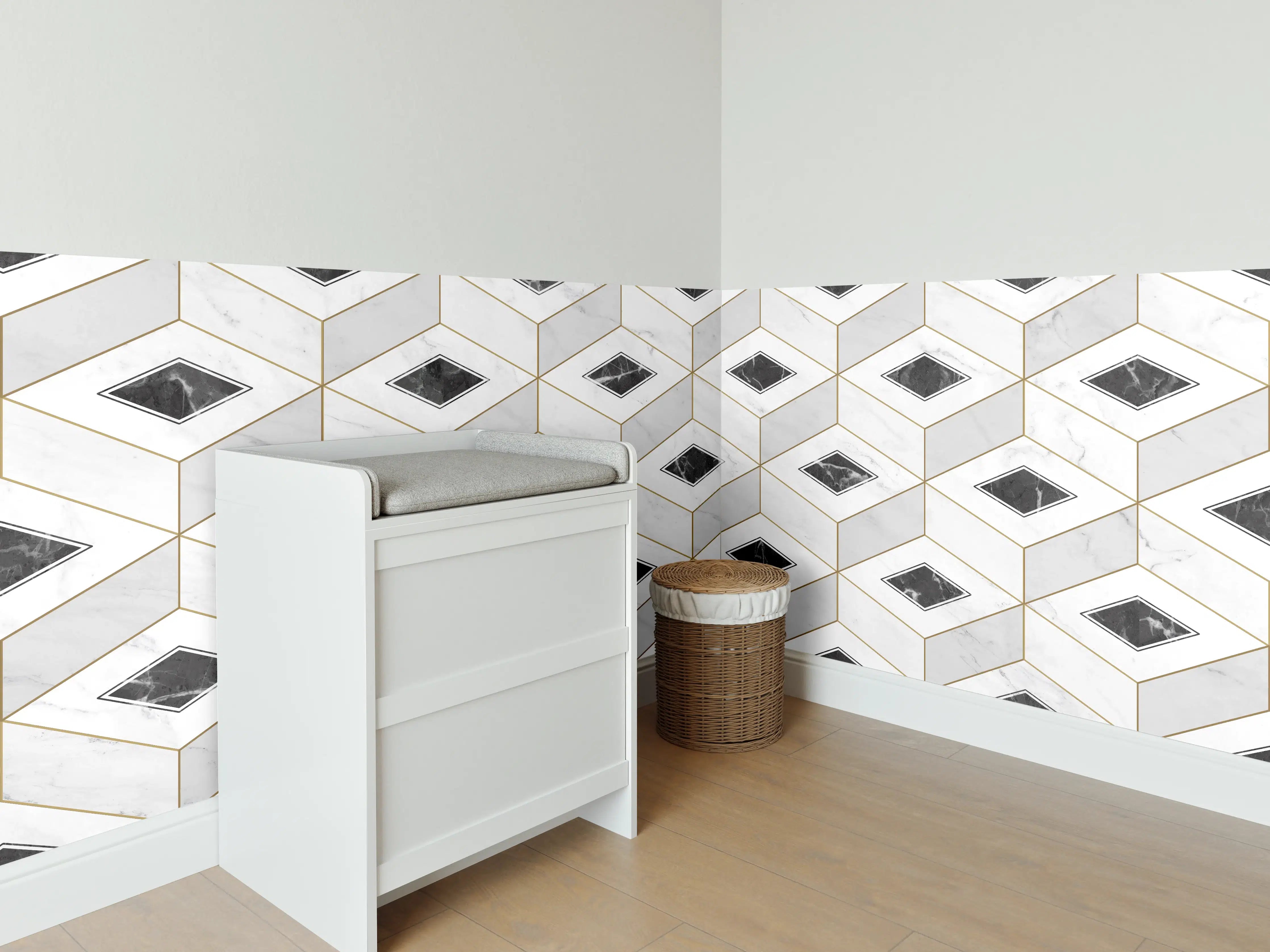 Babyzimmer Wandgestaltung - Marmor Textur - 3D Design
