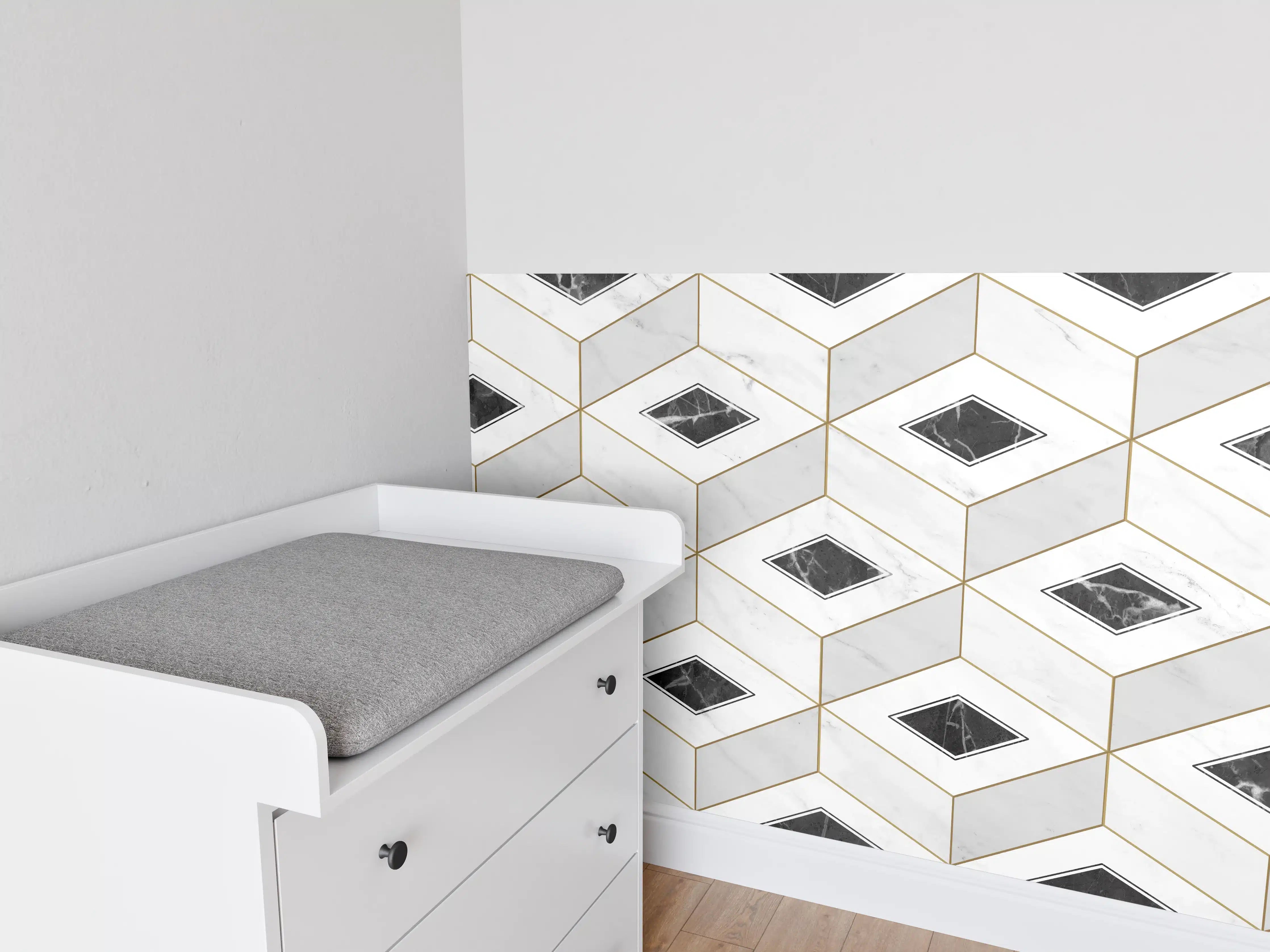 Babyzimmer Wandgestaltung - Marmor Textur - 3D Design