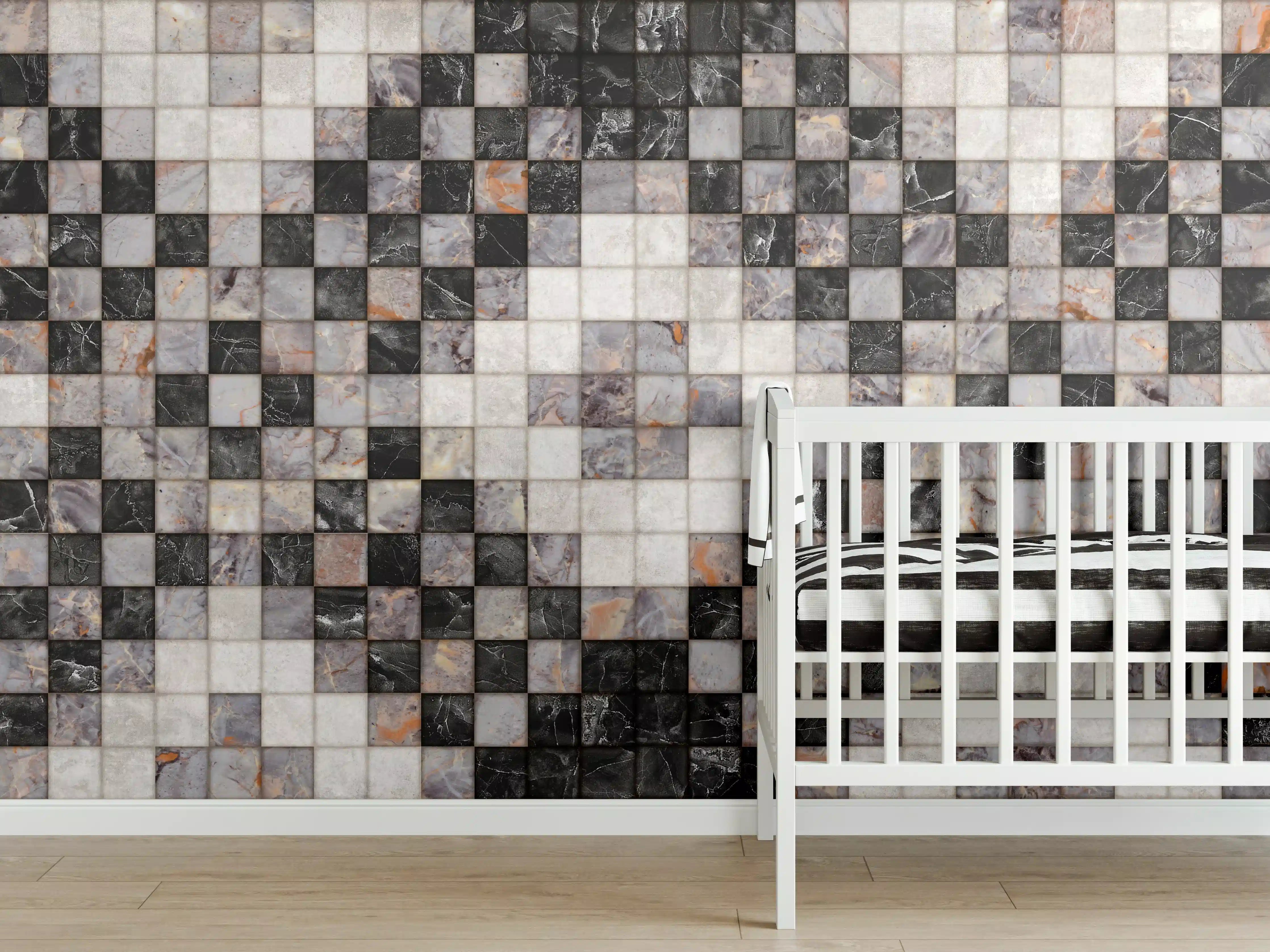 Babyzimmer Wandgestaltung - Marmor Textur - Retro-Muster 