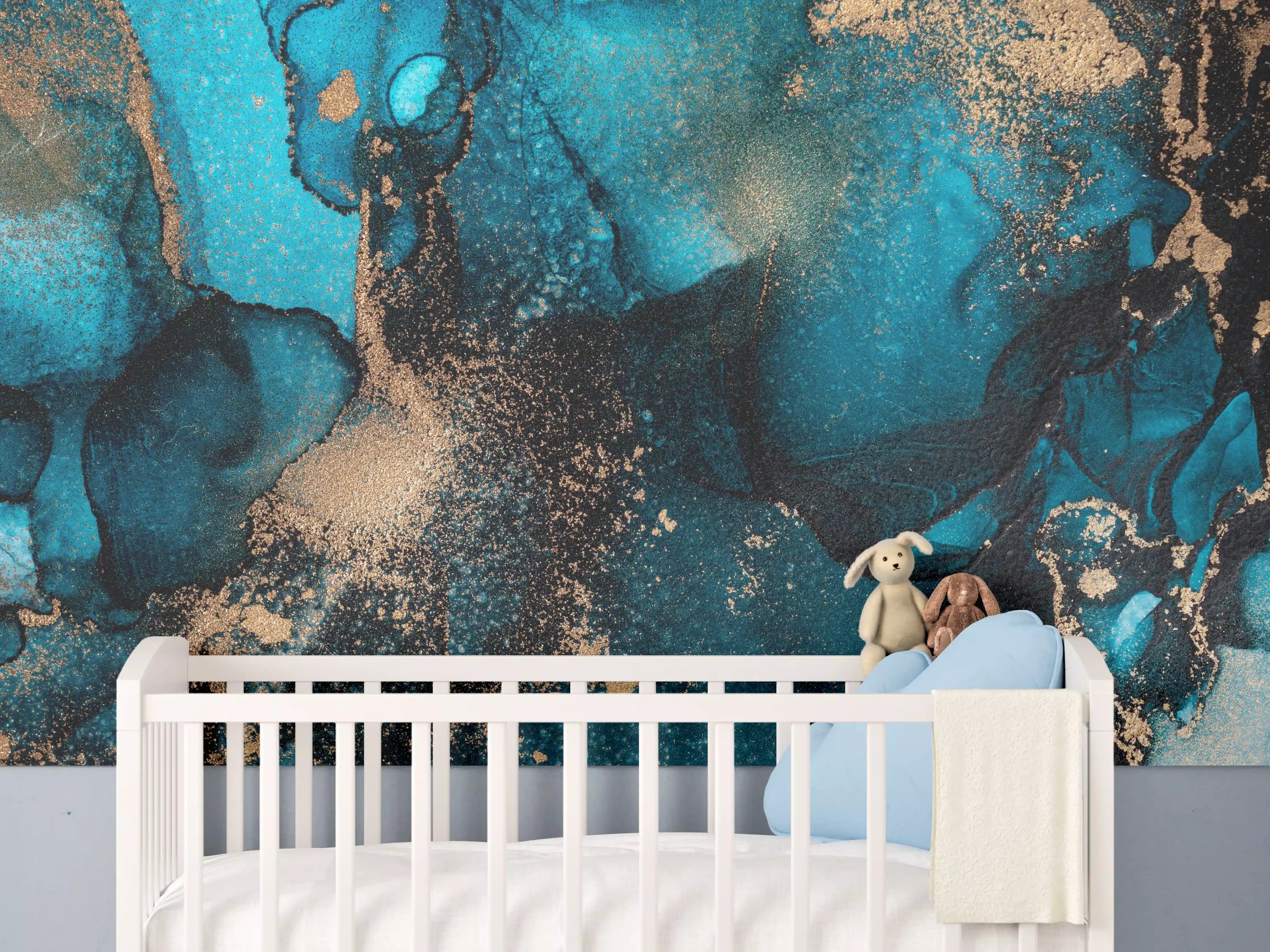 Babyzimmer Wandgestaltung - Marmor Wand Design - Flüssigmalerei