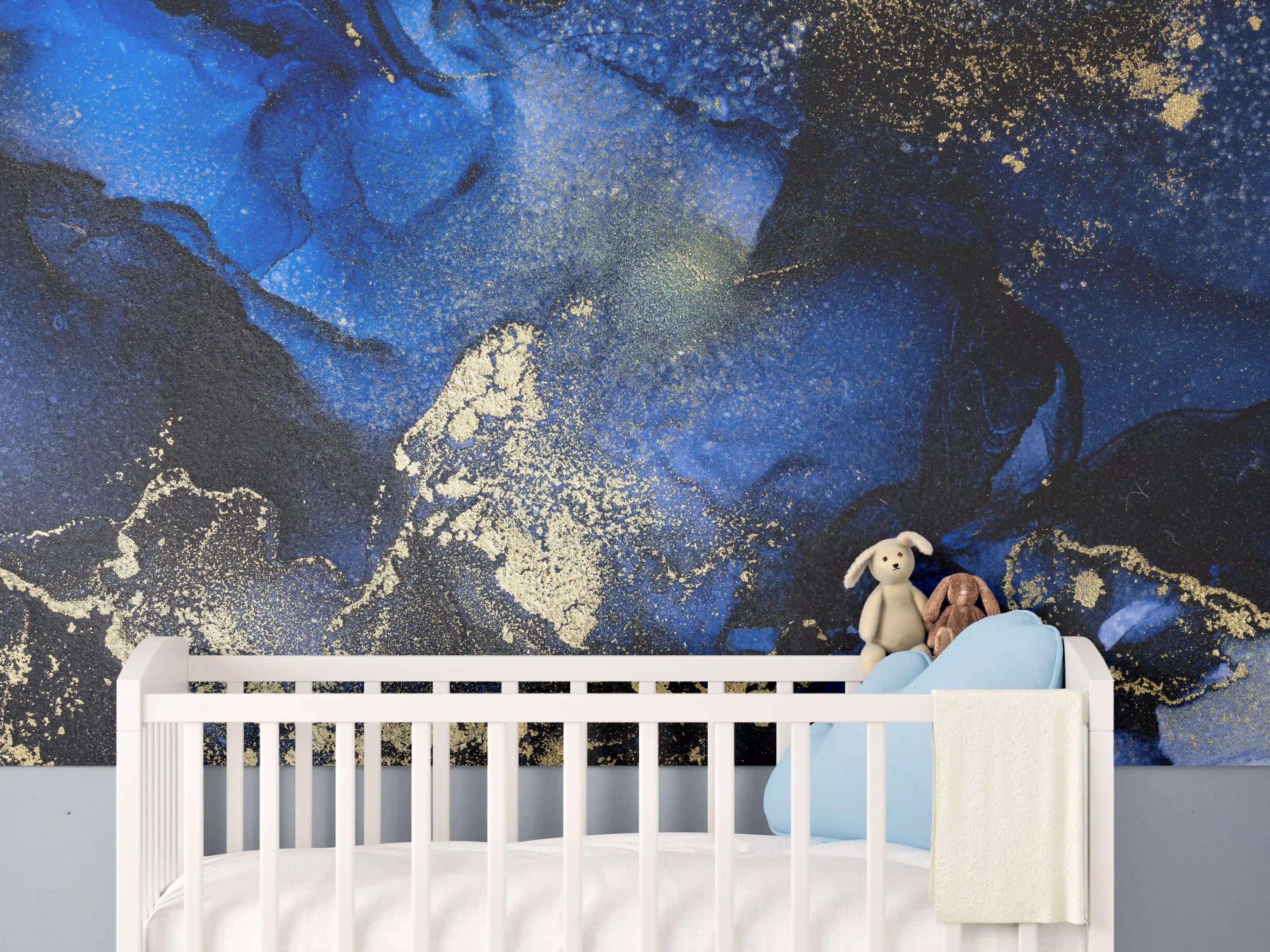 Babyzimmer Wandgestaltung - Marmor Wandtextur - Flüssigmalerei