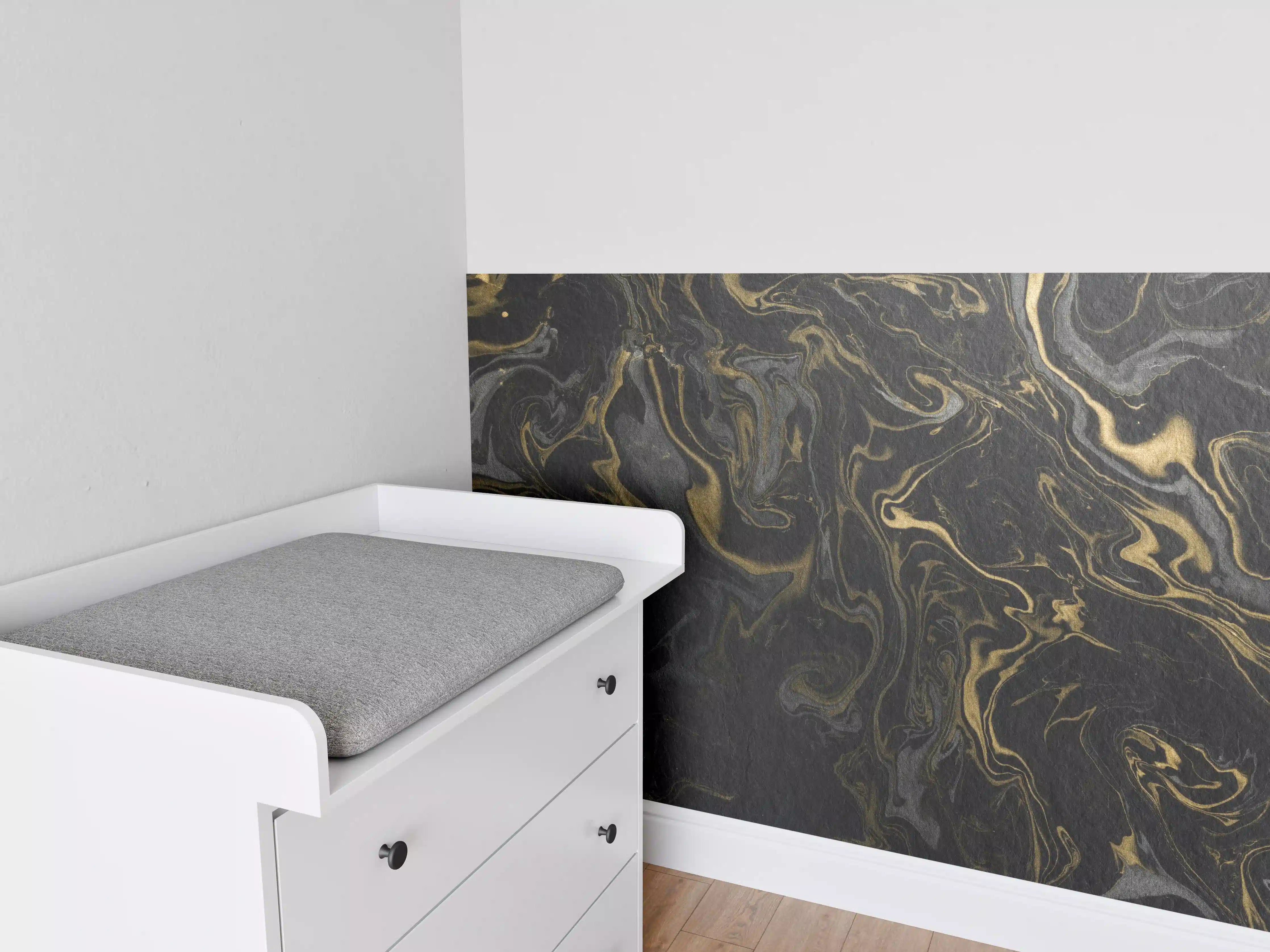 Babyzimmer Wandgestaltung - Marmor mit antikem goldenen und weißen Muster
