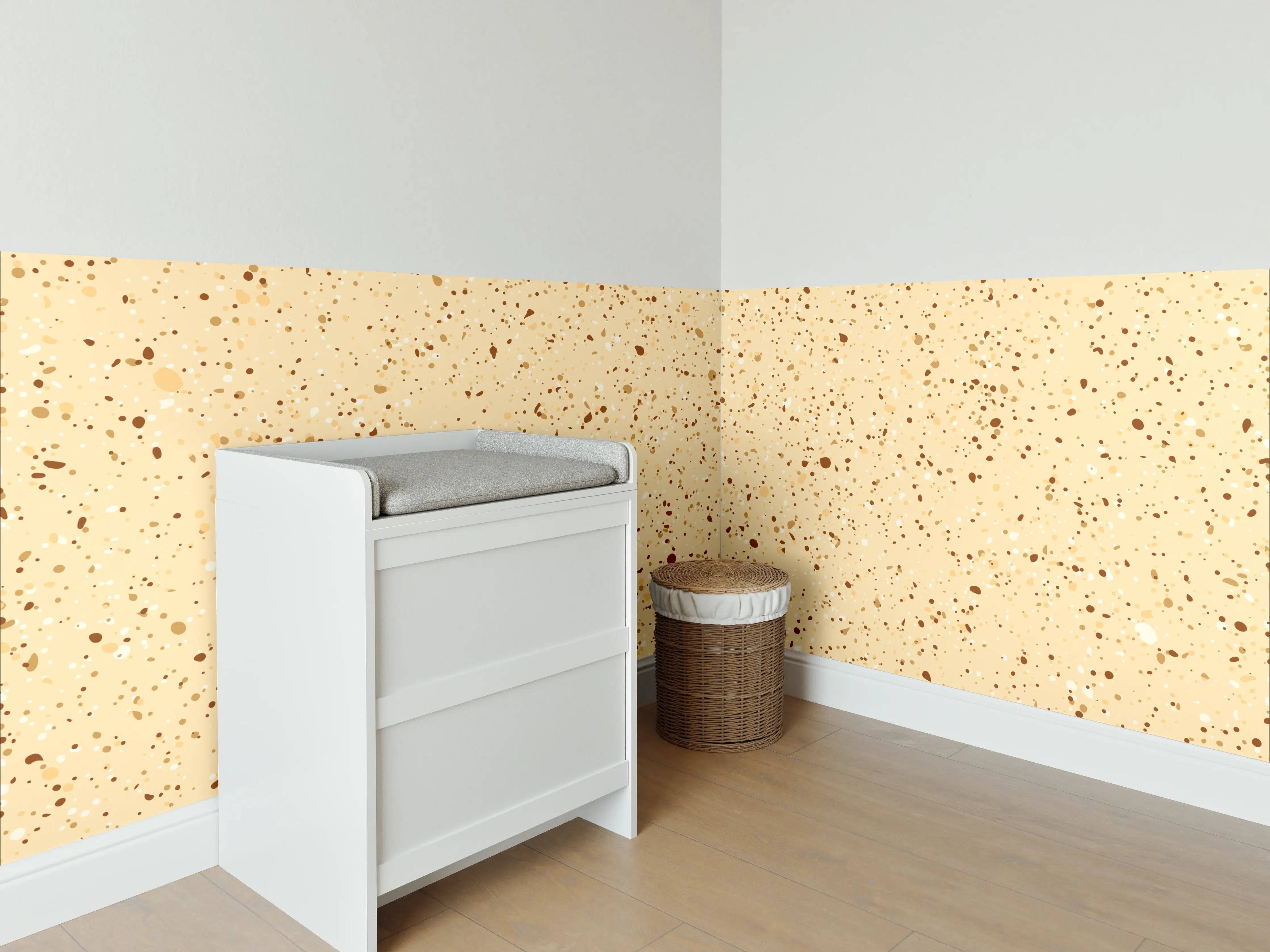 Babyzimmer Wandgestaltung - Marmoriertes Grau mit Brauntönen