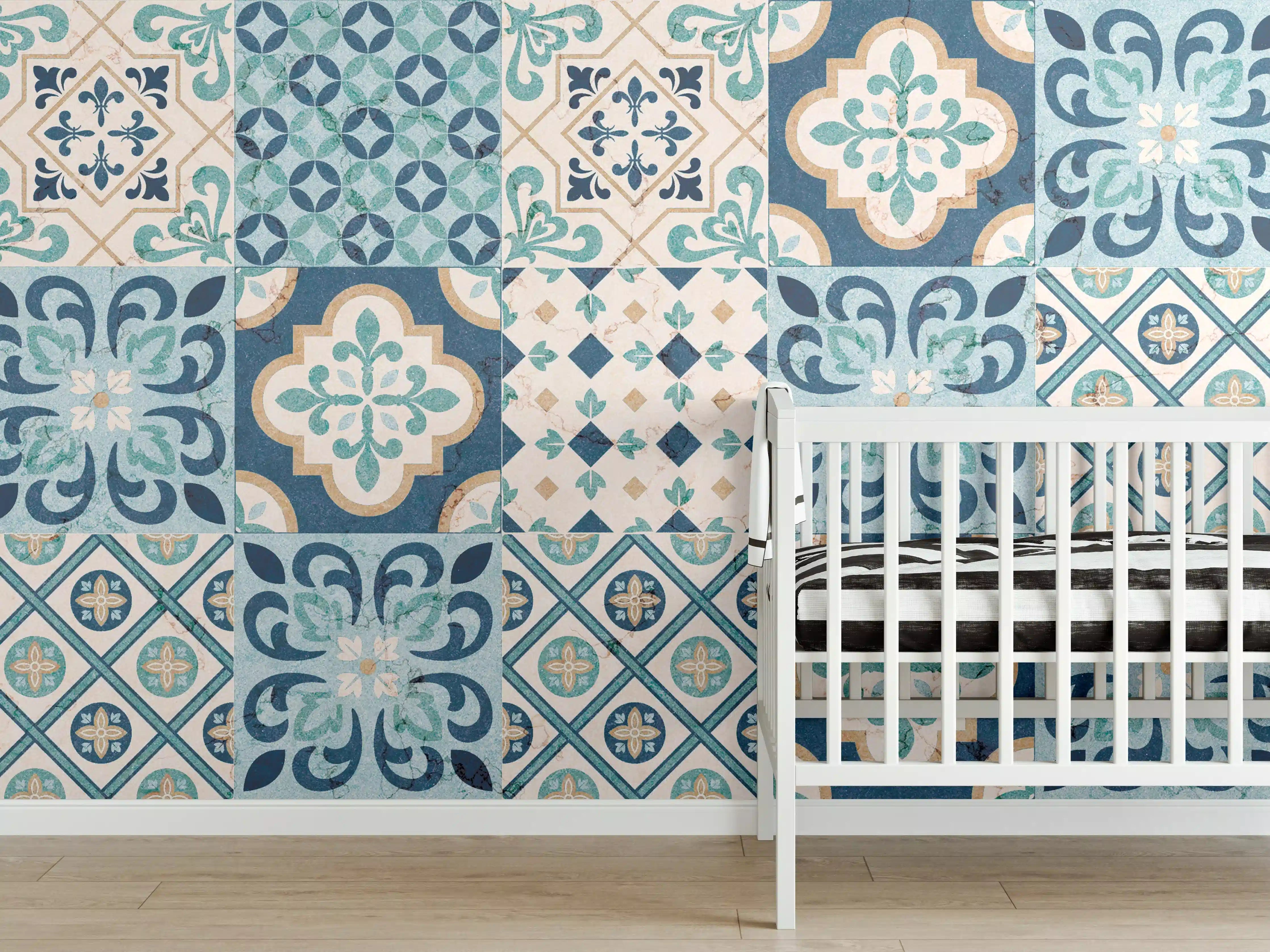 Babyzimmer Wandgestaltung - Marokkanische Fliesen in Bunt