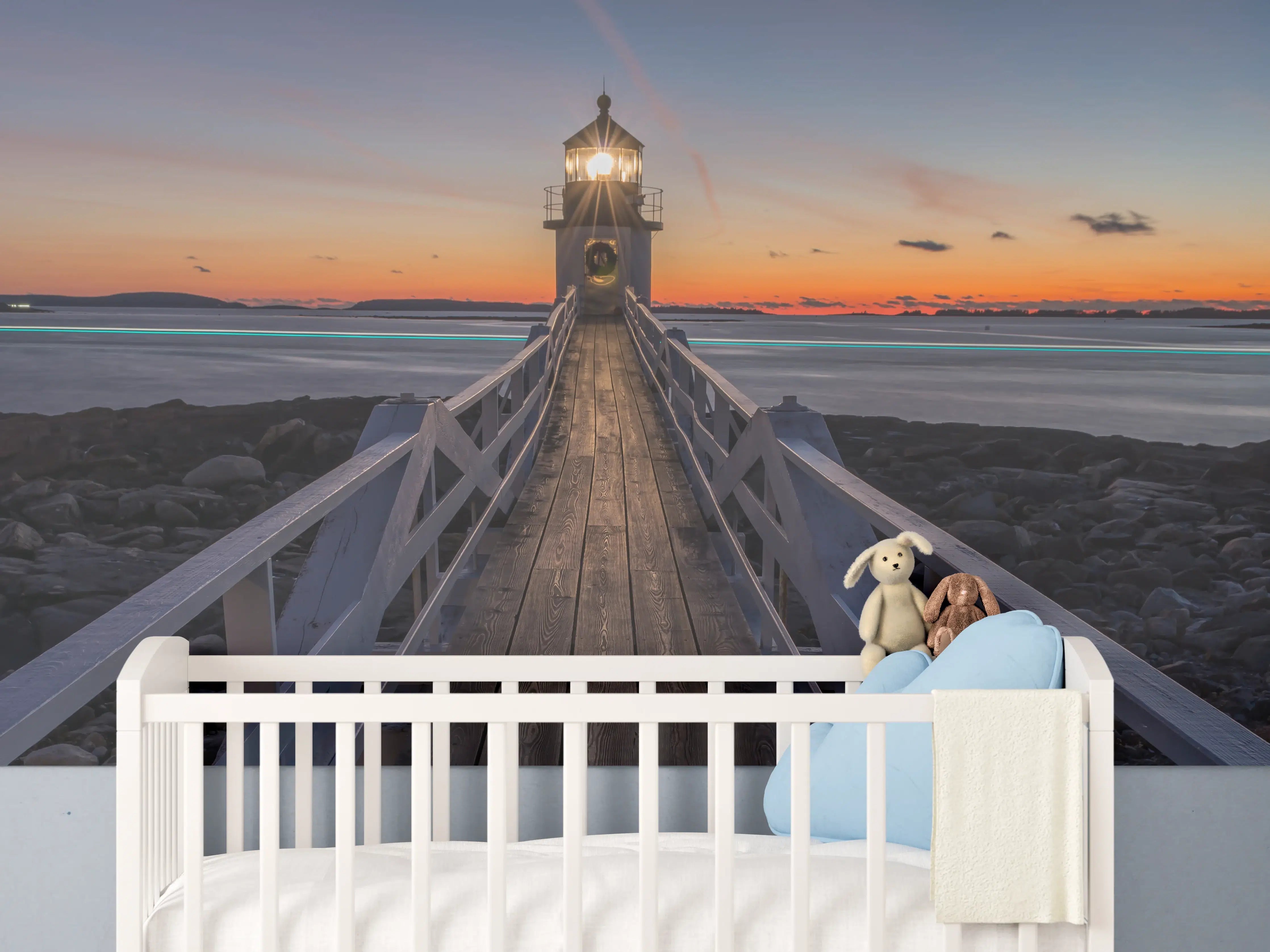 Babyzimmer Wandgestaltung - Marshall Point Leuchtturm in Amerika