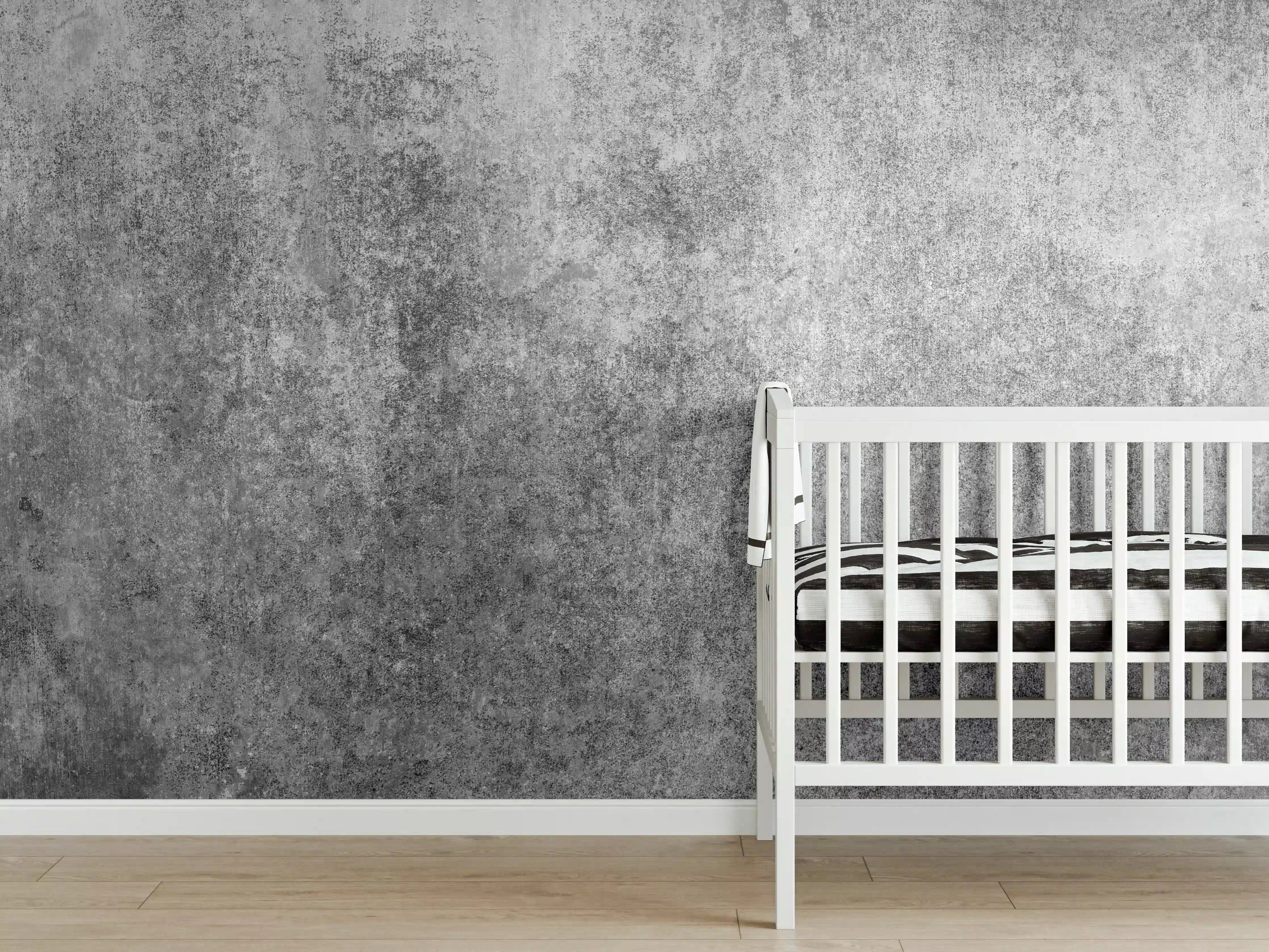 Babyzimmer Wandgestaltung - Massiver dunkelgrauer Beton