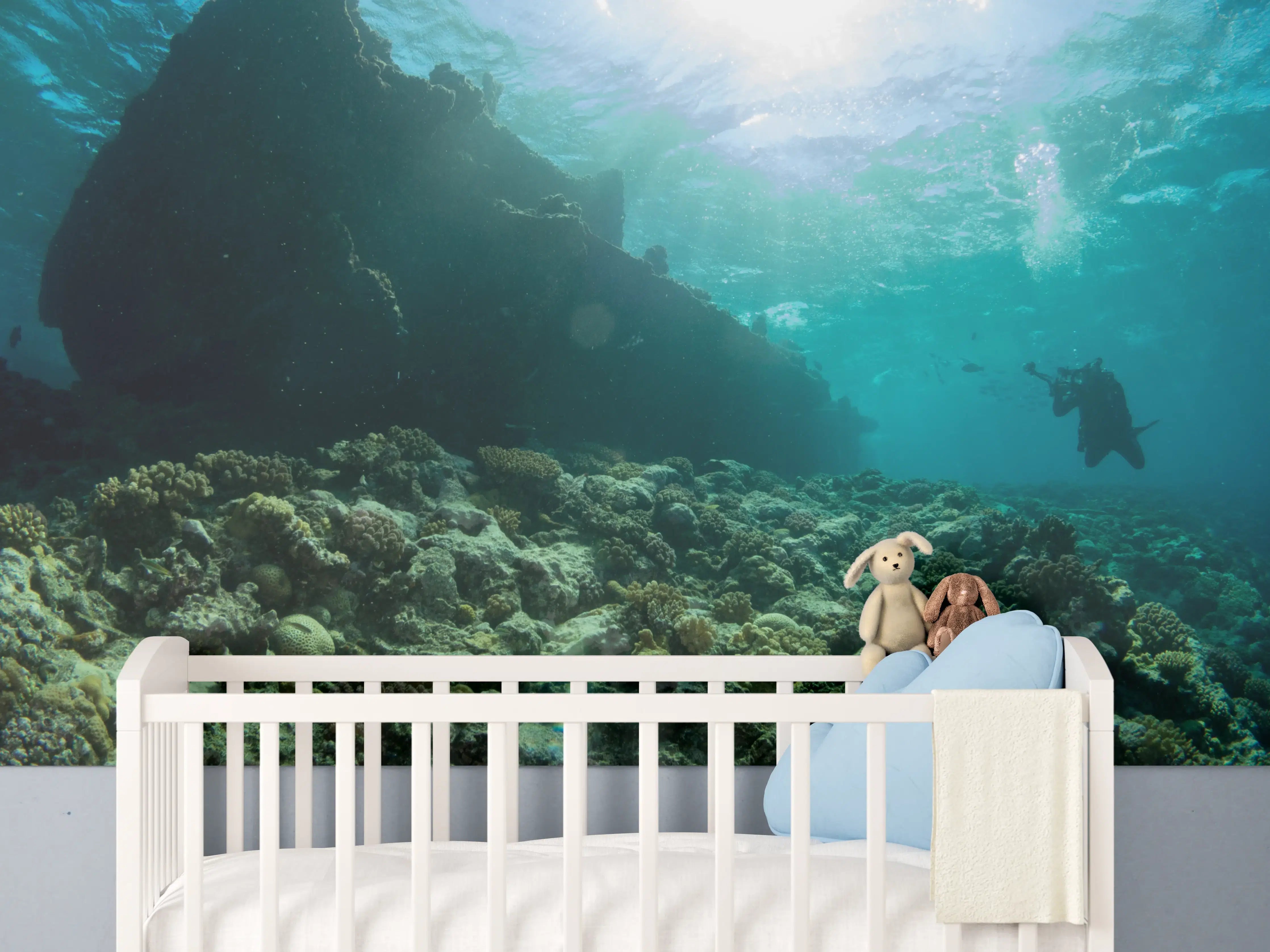 Babyzimmer Wandgestaltung - Meeresboden mit Unterwasserleben