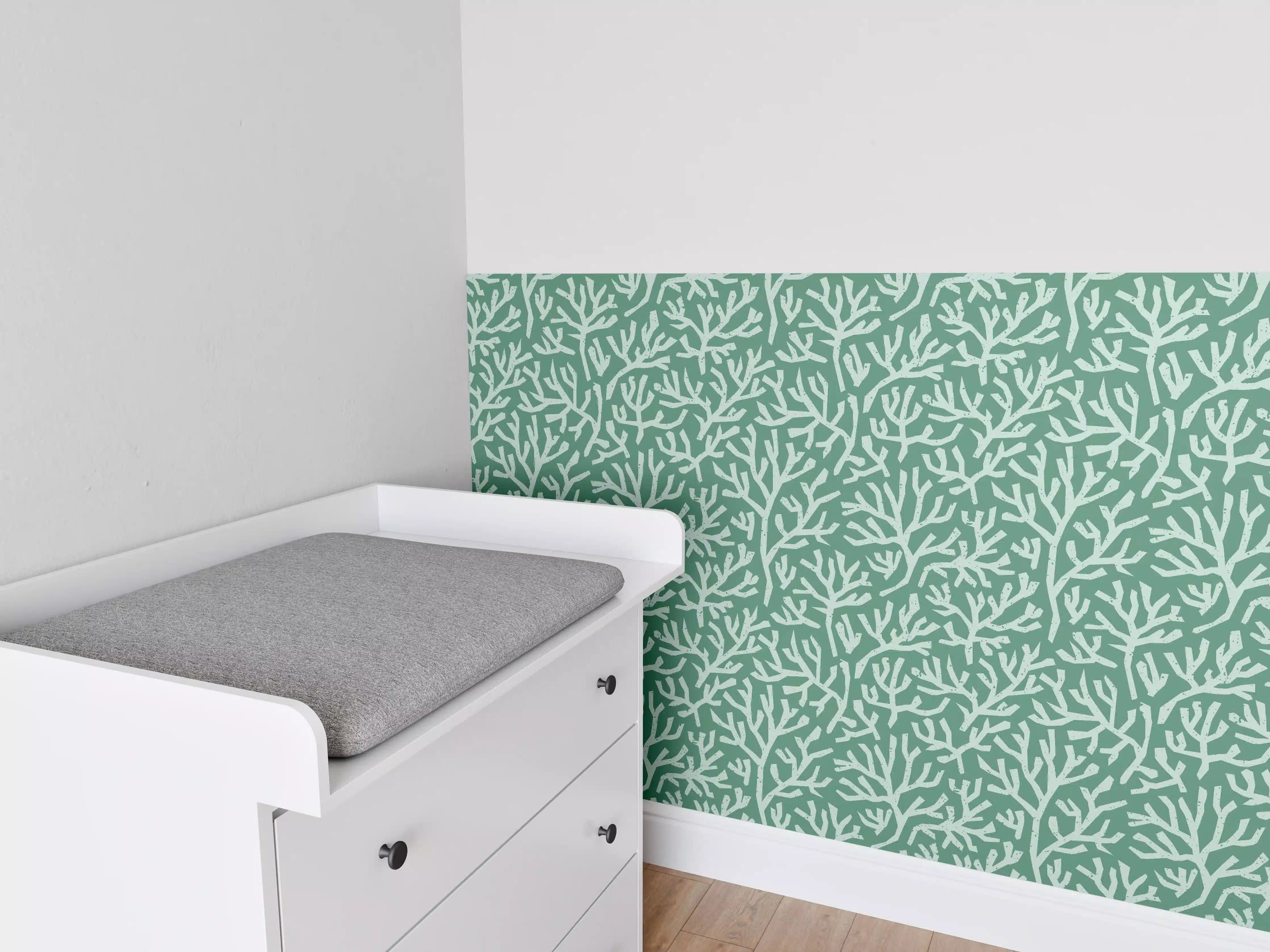 Babyzimmer Wandgestaltung - Meereskorallen in Blau-Grüntönen