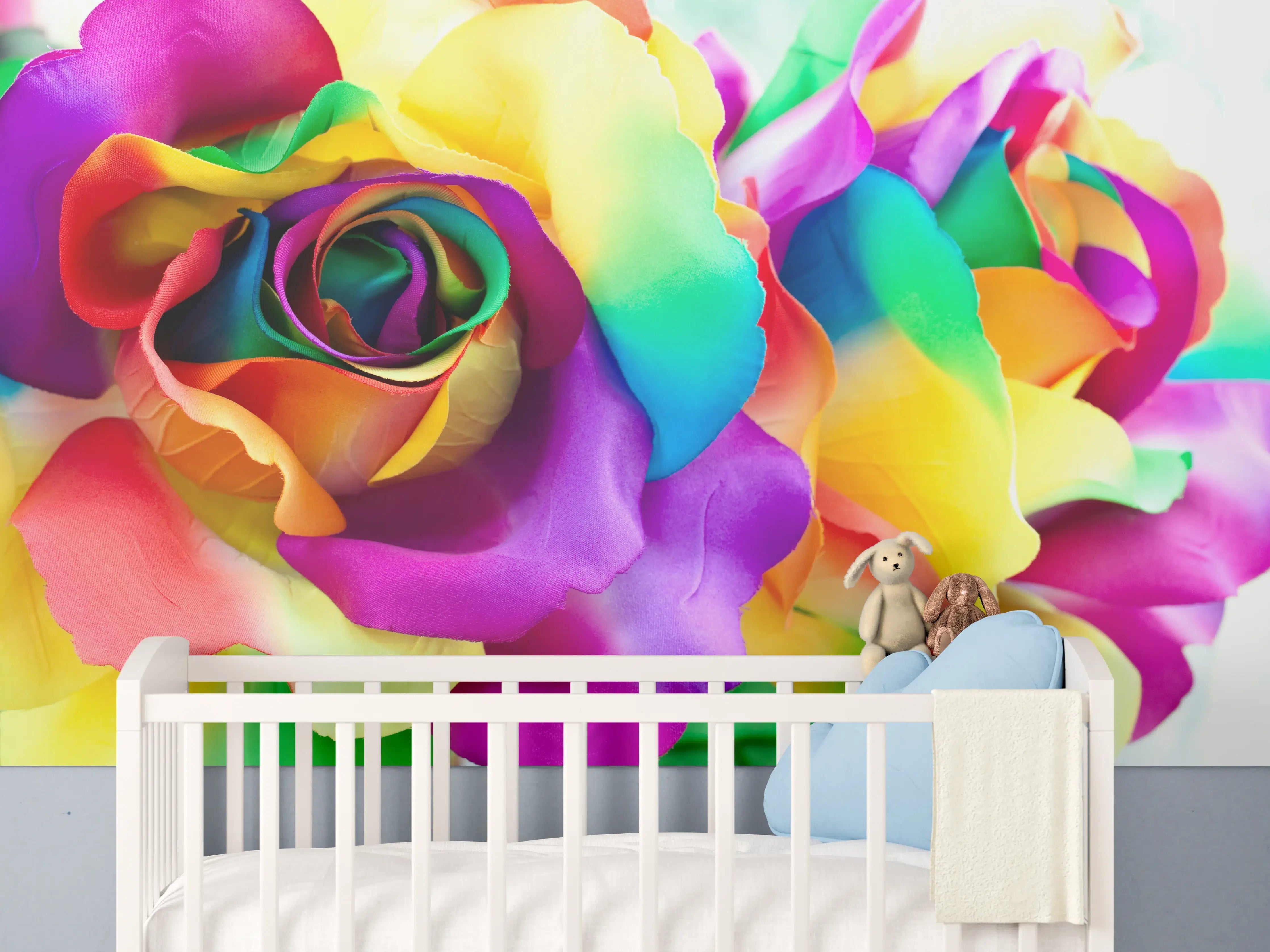 Babyzimmer Wandgestaltung - Mehrfarbige synthetische Rose