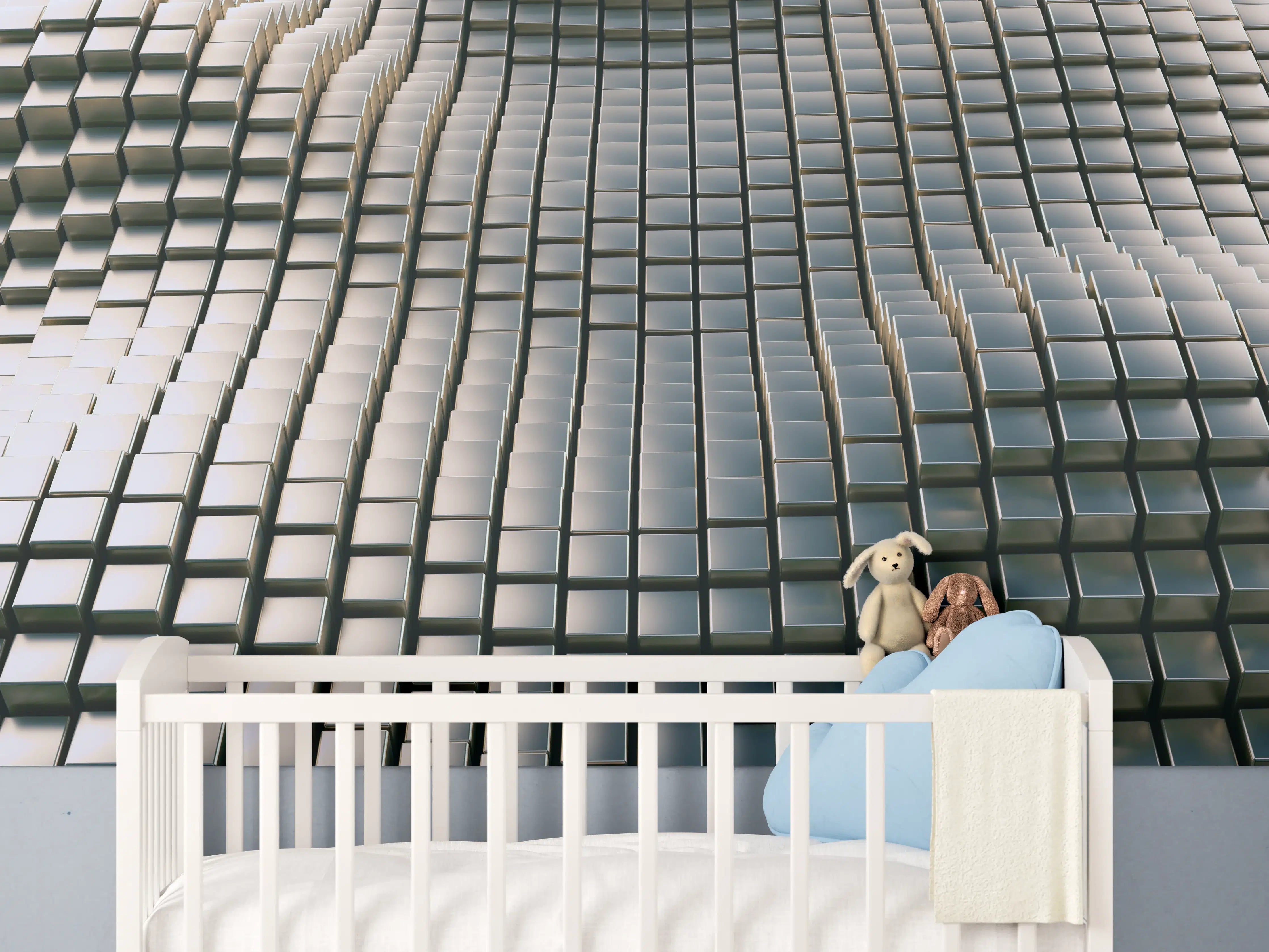 Babyzimmer Wandgestaltung - Metall Wellen Hintergrund