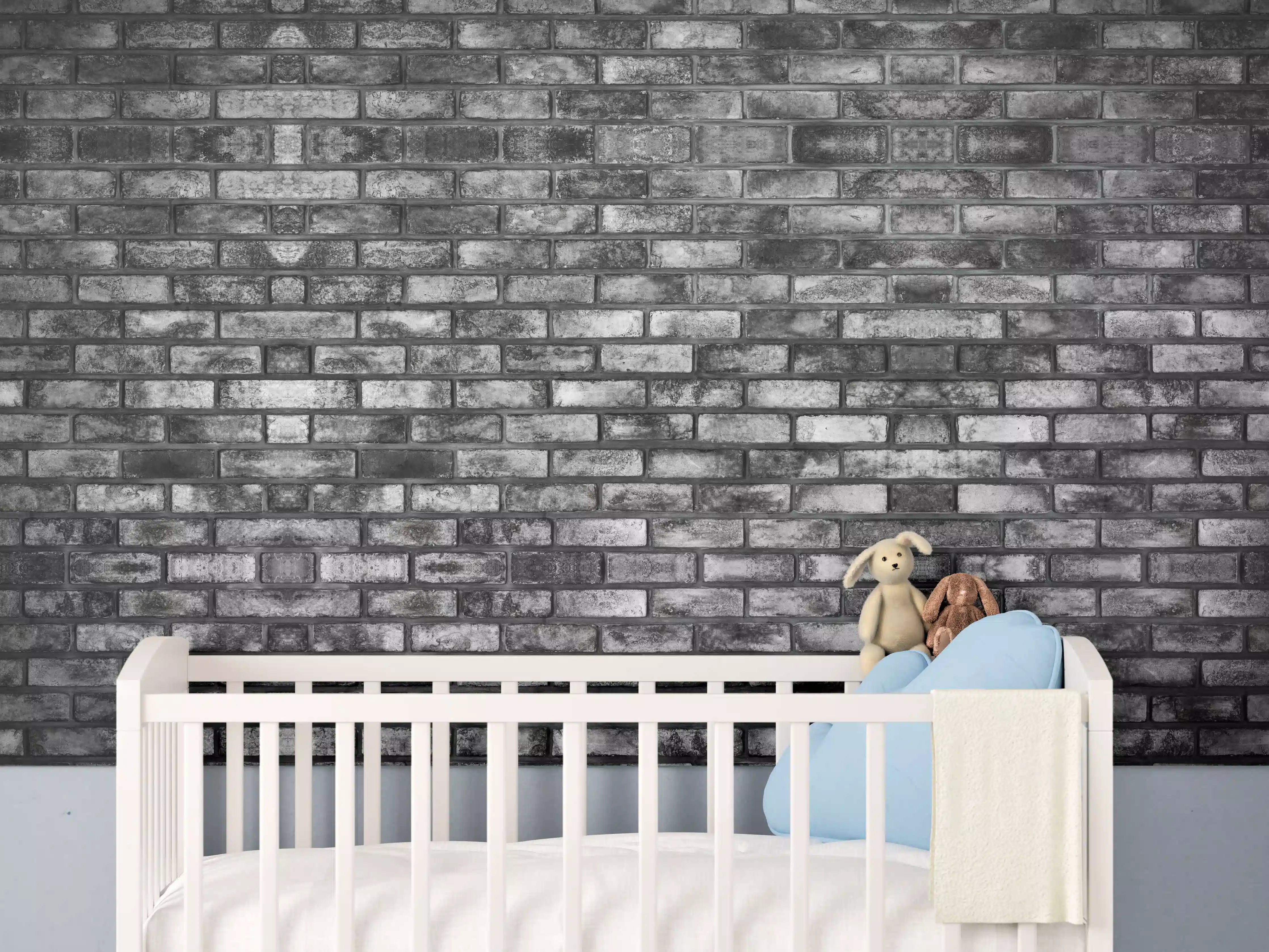 Babyzimmer Wandgestaltung - Metallische Steinstruktur