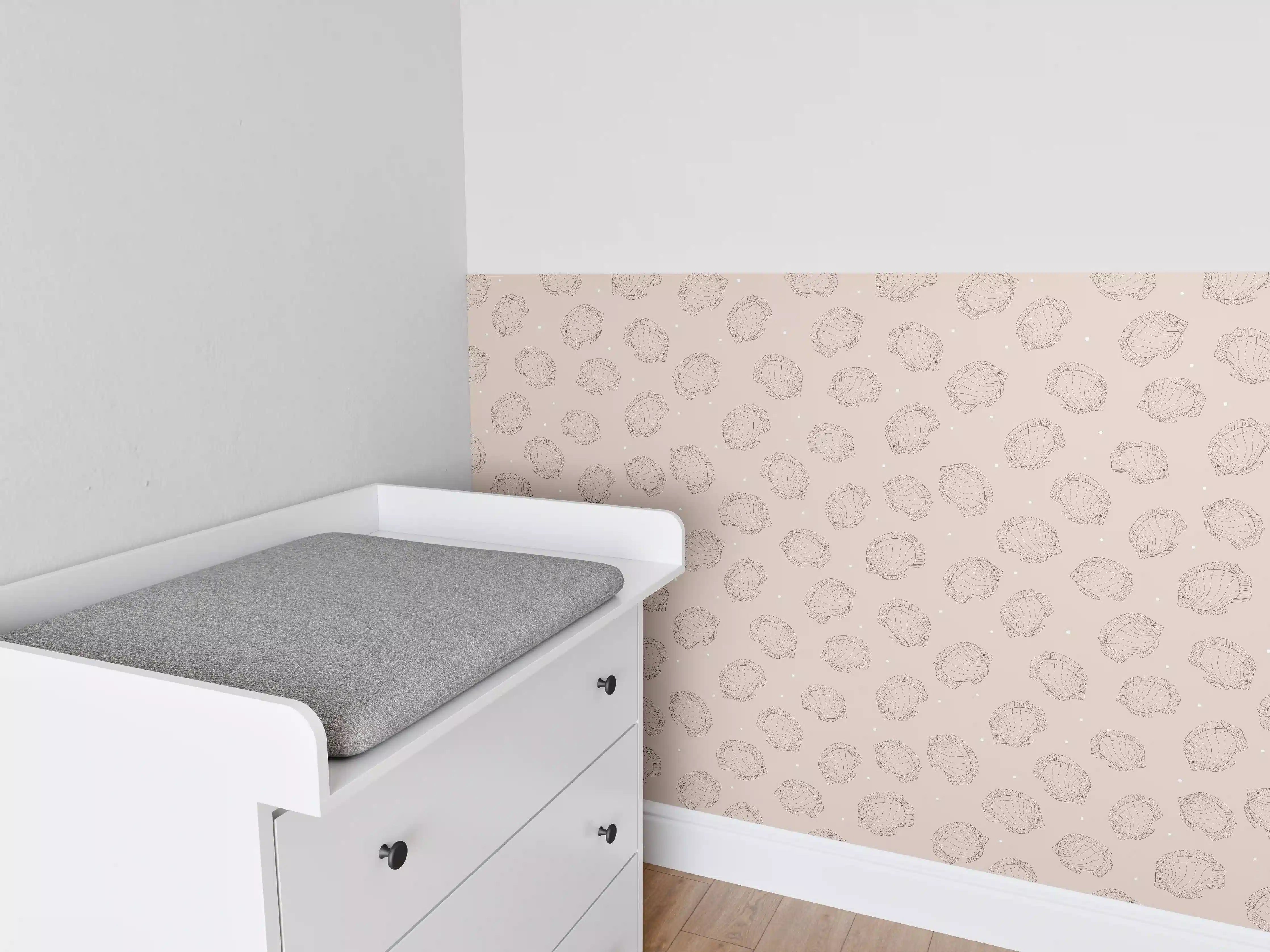 Babyzimmer Wandgestaltung - Minimalistische Fische Beige-Rosa